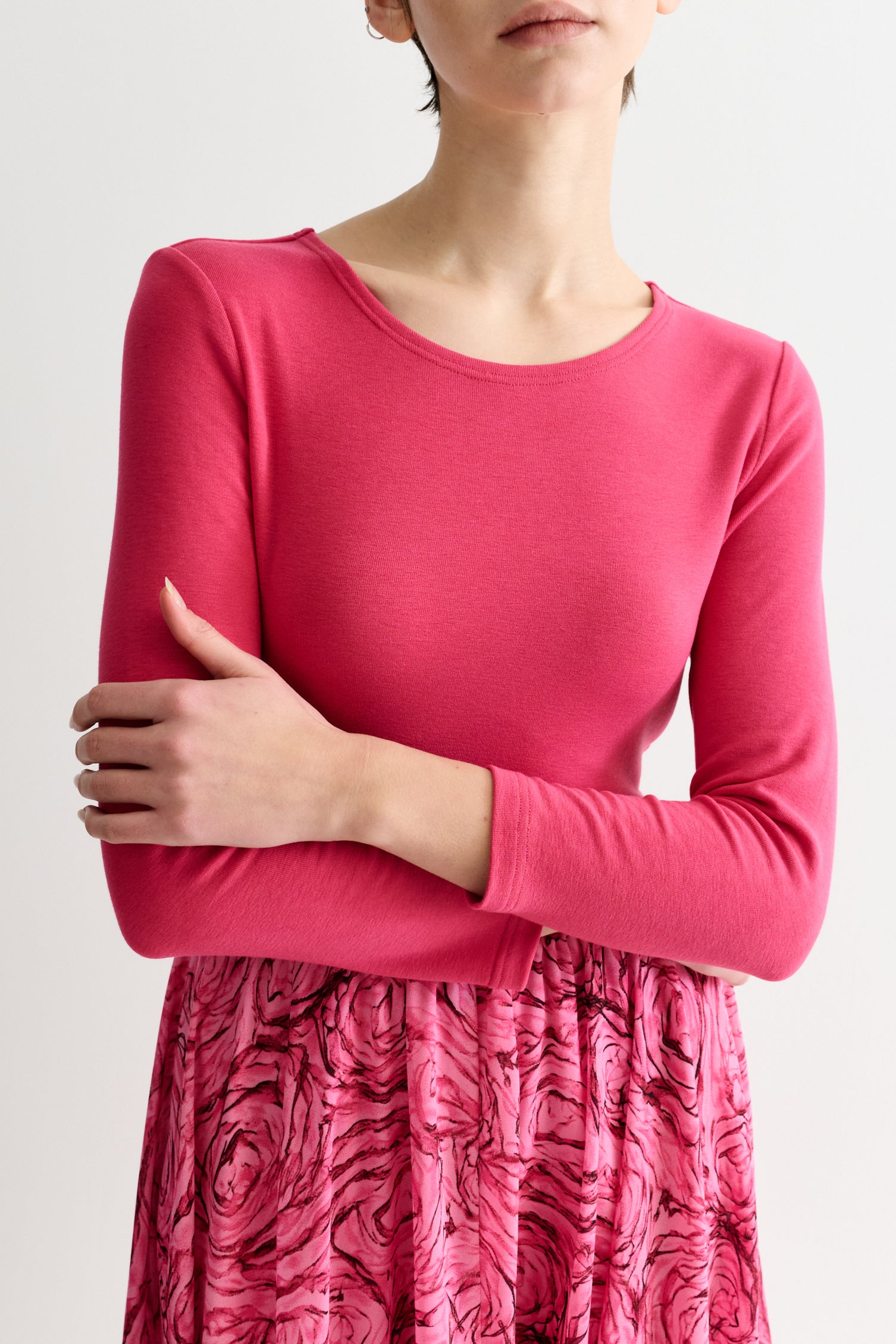 Huxley Rosechild Jersey Top Circle Skirt Midi Dress - Pink - Detail 3