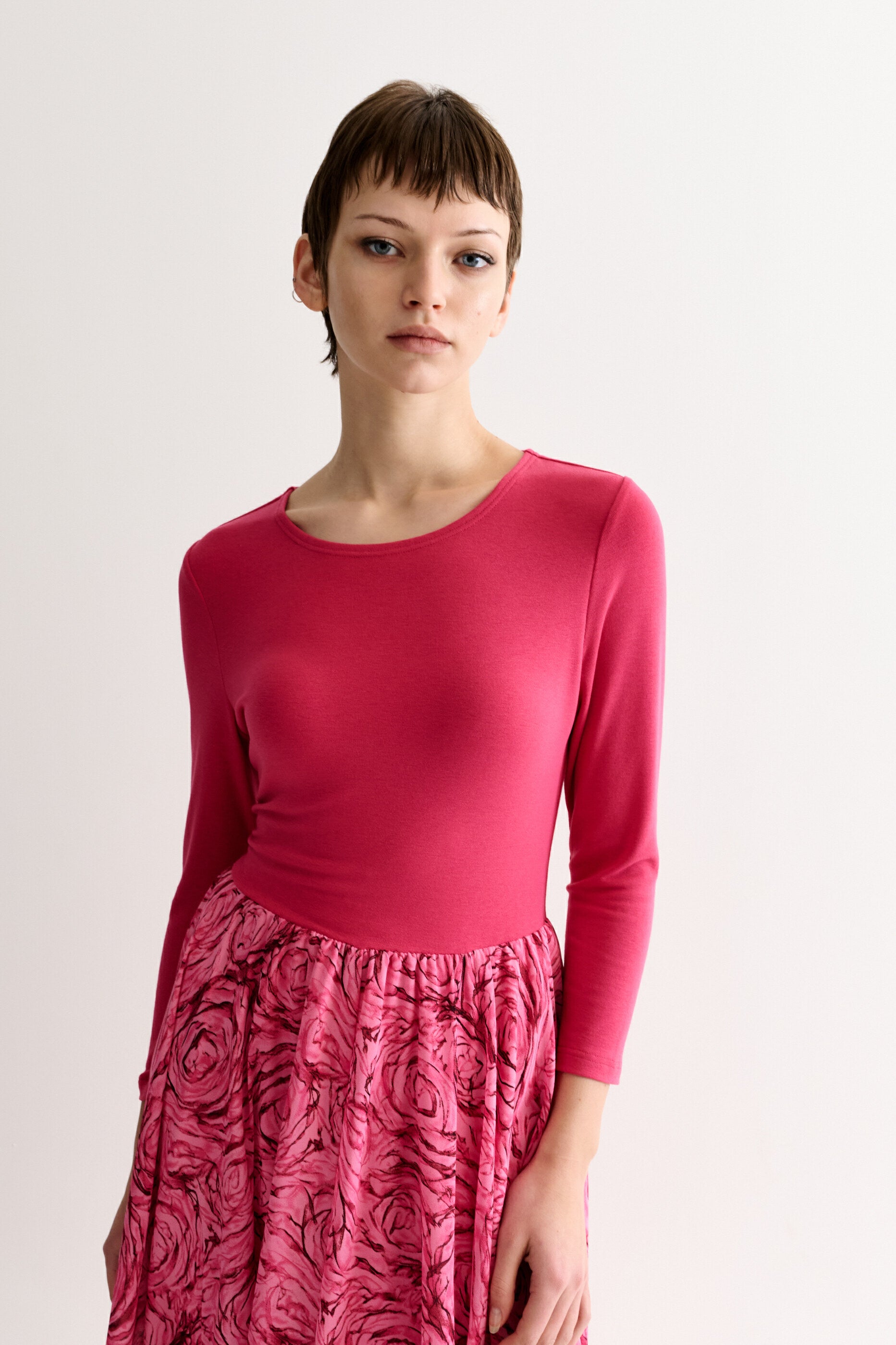 Huxley Rosechild Jersey Top Circle Skirt Midi Dress - Pink - Detail 2