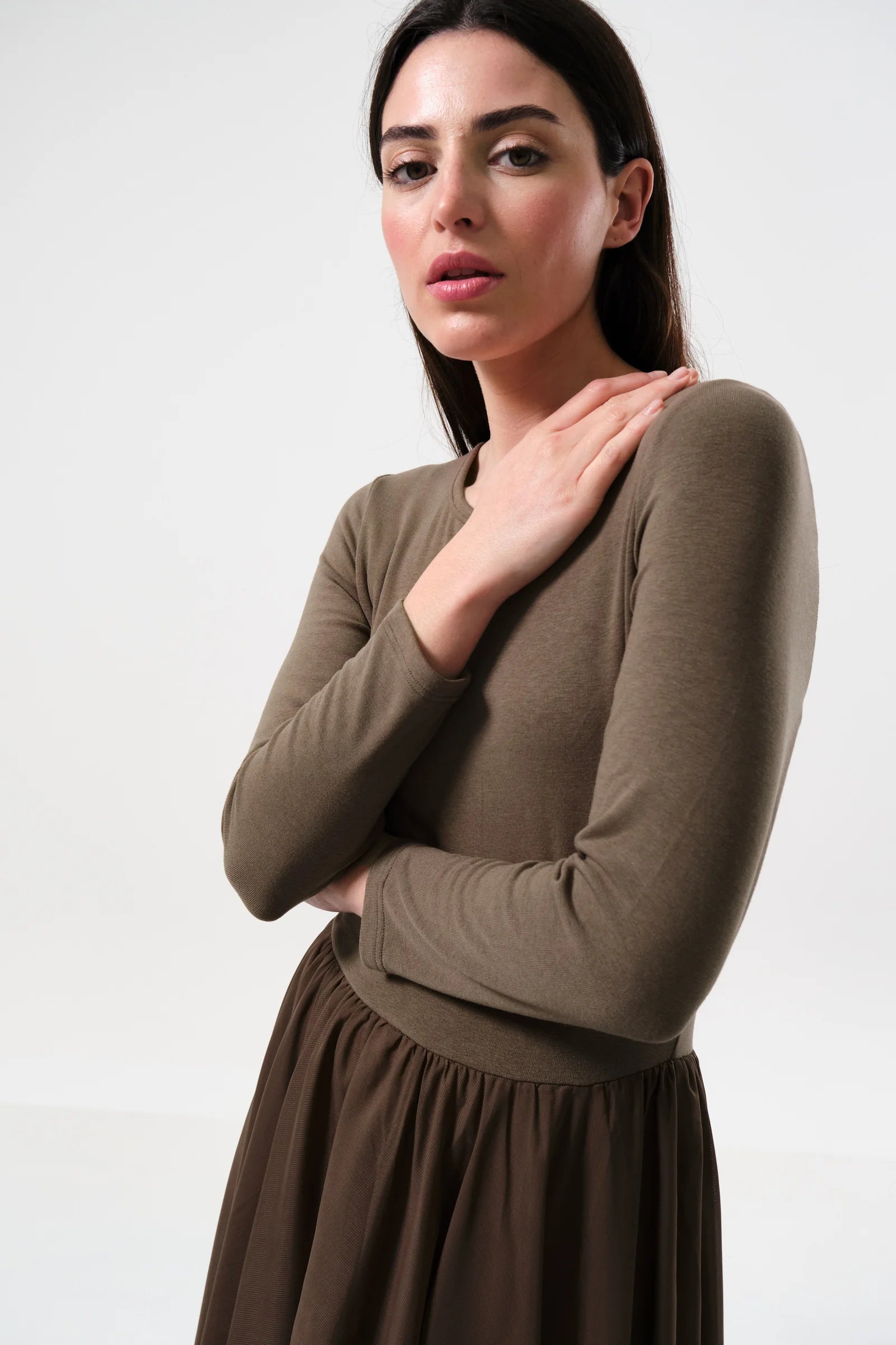 Huxley Ballerina Style Maxi Dress - Mole - Detail 1
