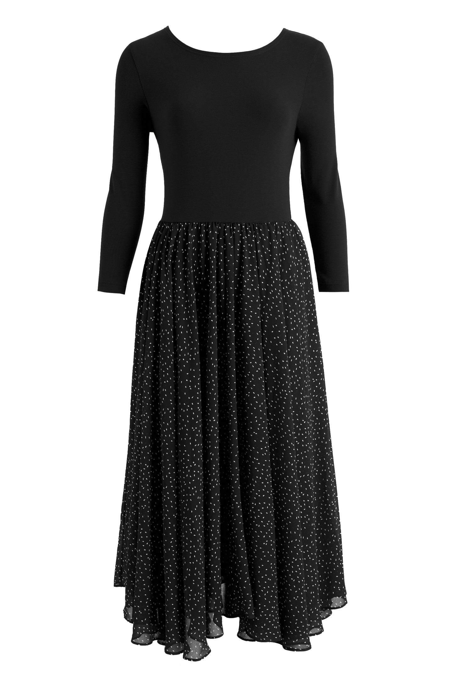 Huxley Raindrop Jersey Top Printed Circle Skirt Midaxi Dress - Black