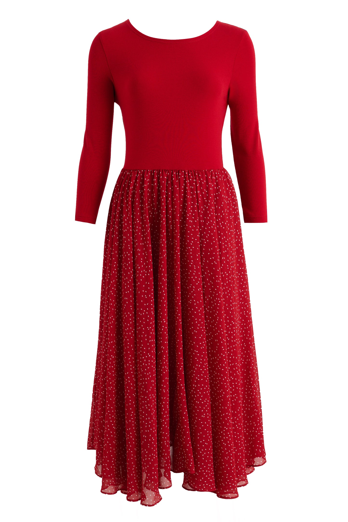 Huxley Raindrop Jersey Top Printed Circle Skirt Midaxi Dress - Red