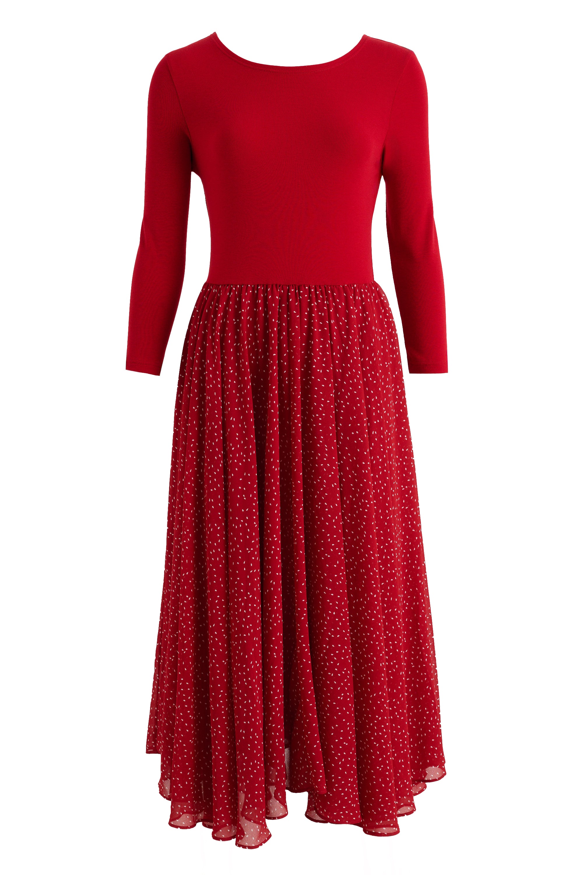Huxley Raindrop Jersey Top Printed Circle Skirt Midaxi Dress - Red - Styled