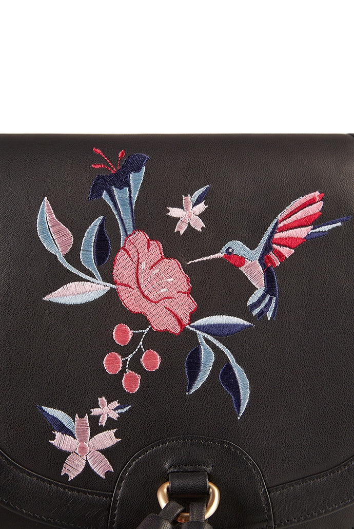 Hazel Hummingbird Embroidered Saddle Bag - Detail 4