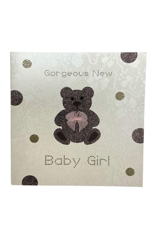 Gorgeous New Baby Girl Teddy Bear Card