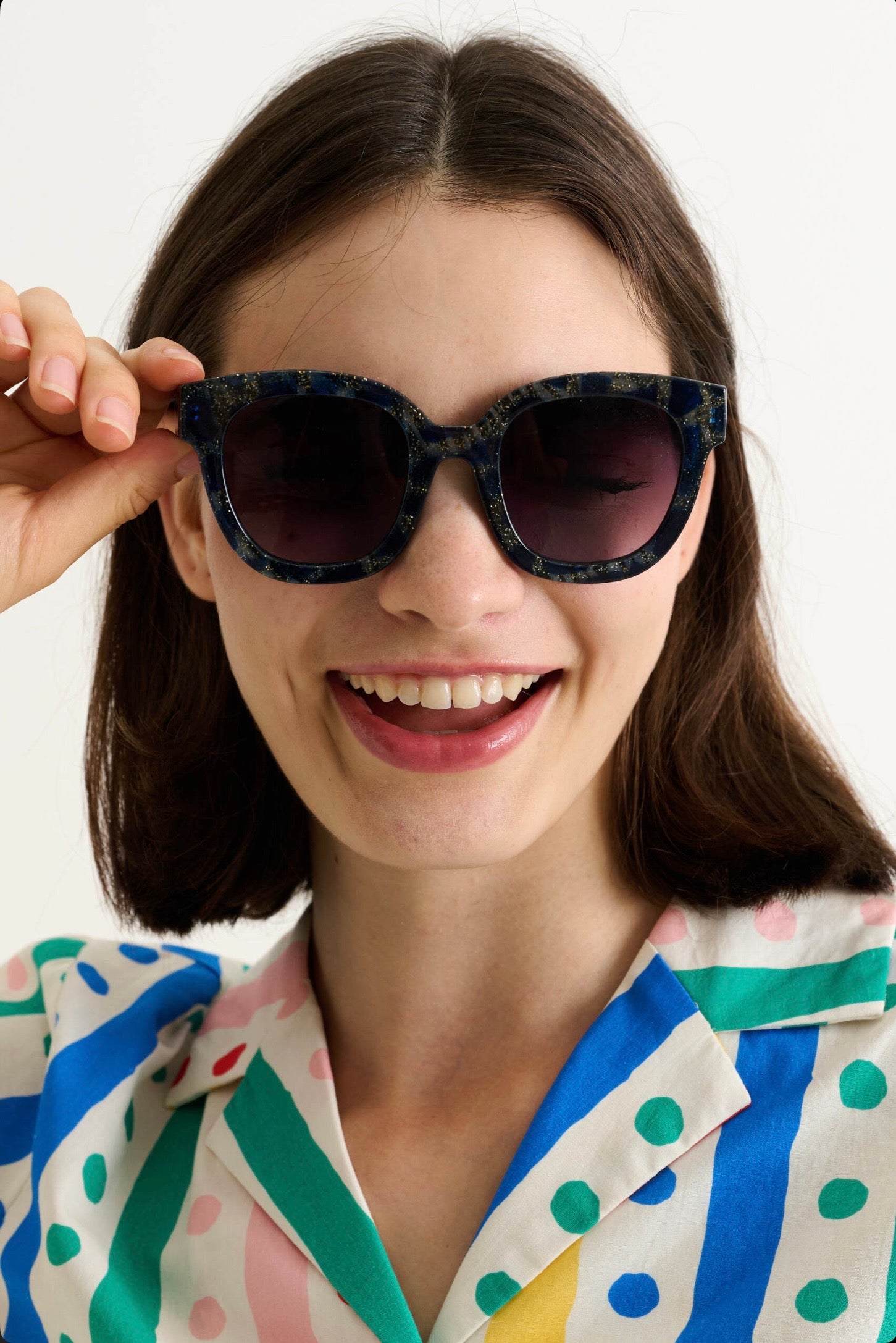 Louche Zabi Glitter Tortoise Shell Sunglasses Blue