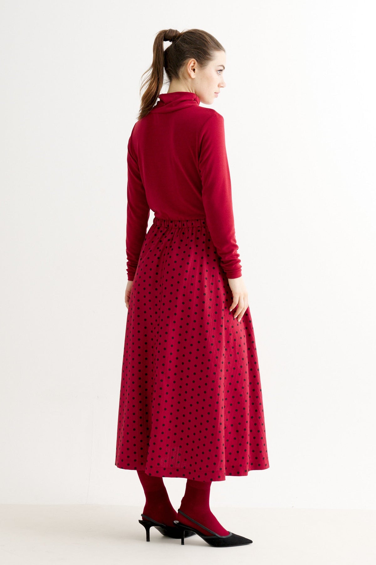 Lyra Spot Dress - Wine Red