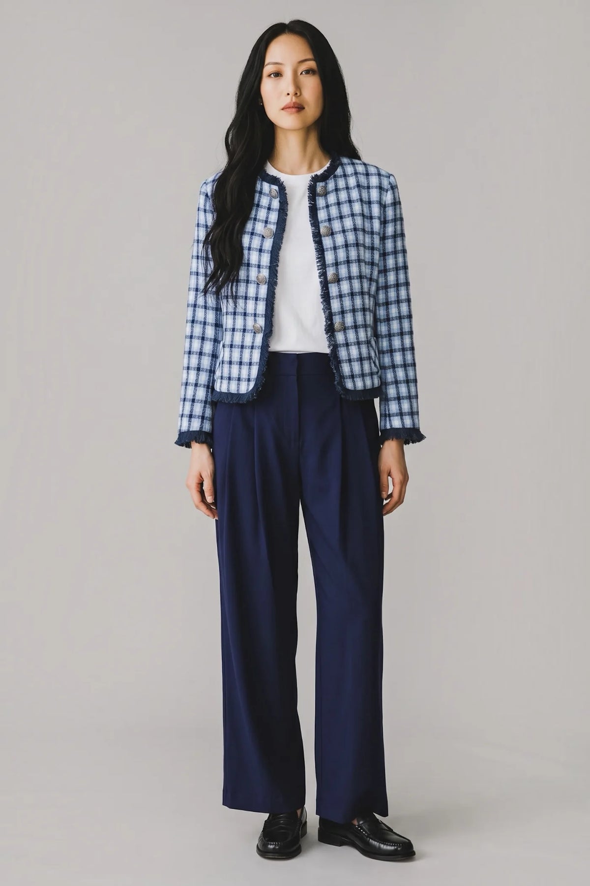 Amora Spring Tweed Fringe Trim Jacket