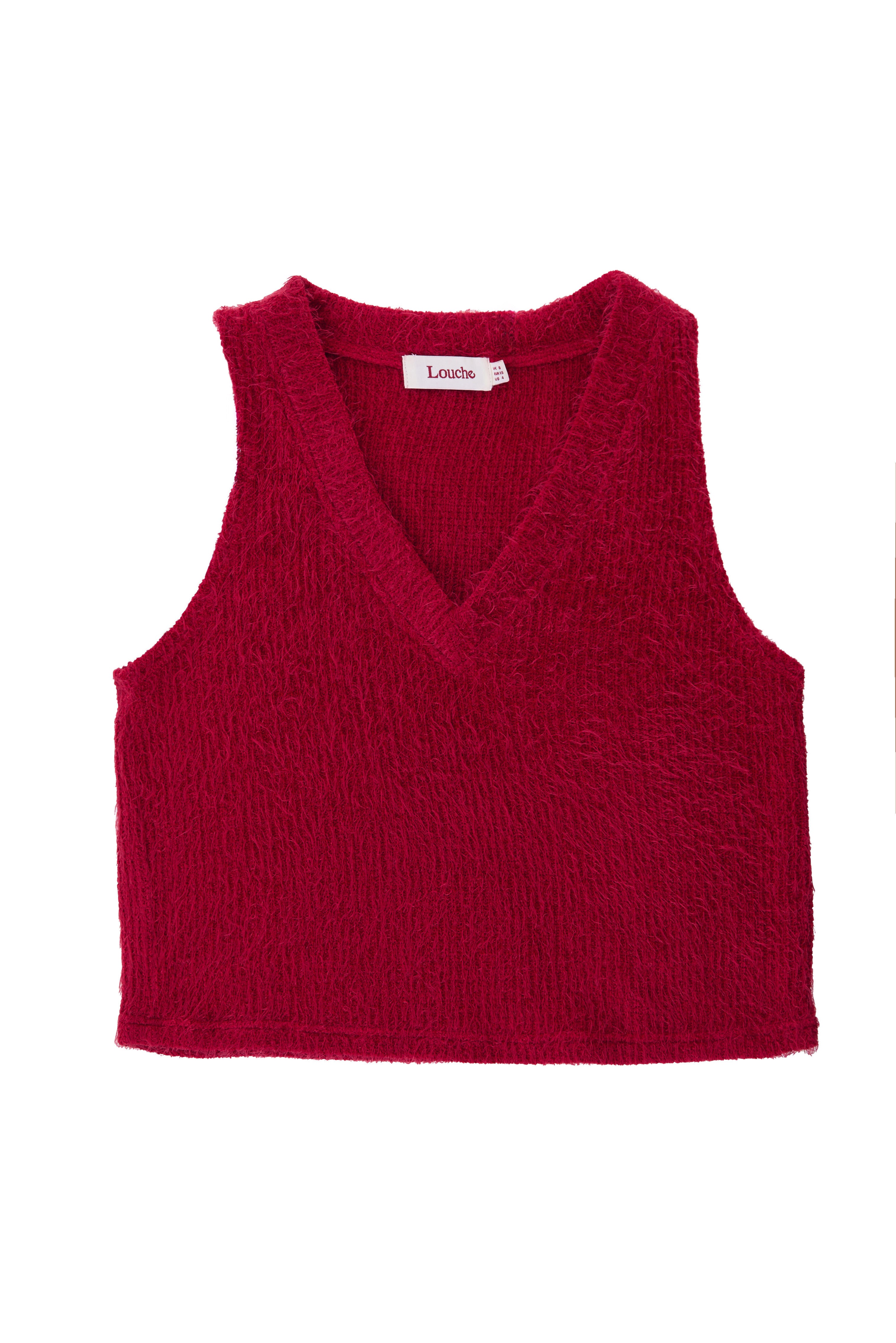 Isaac Eyelash V-Neck Tank Top - Red - Styled