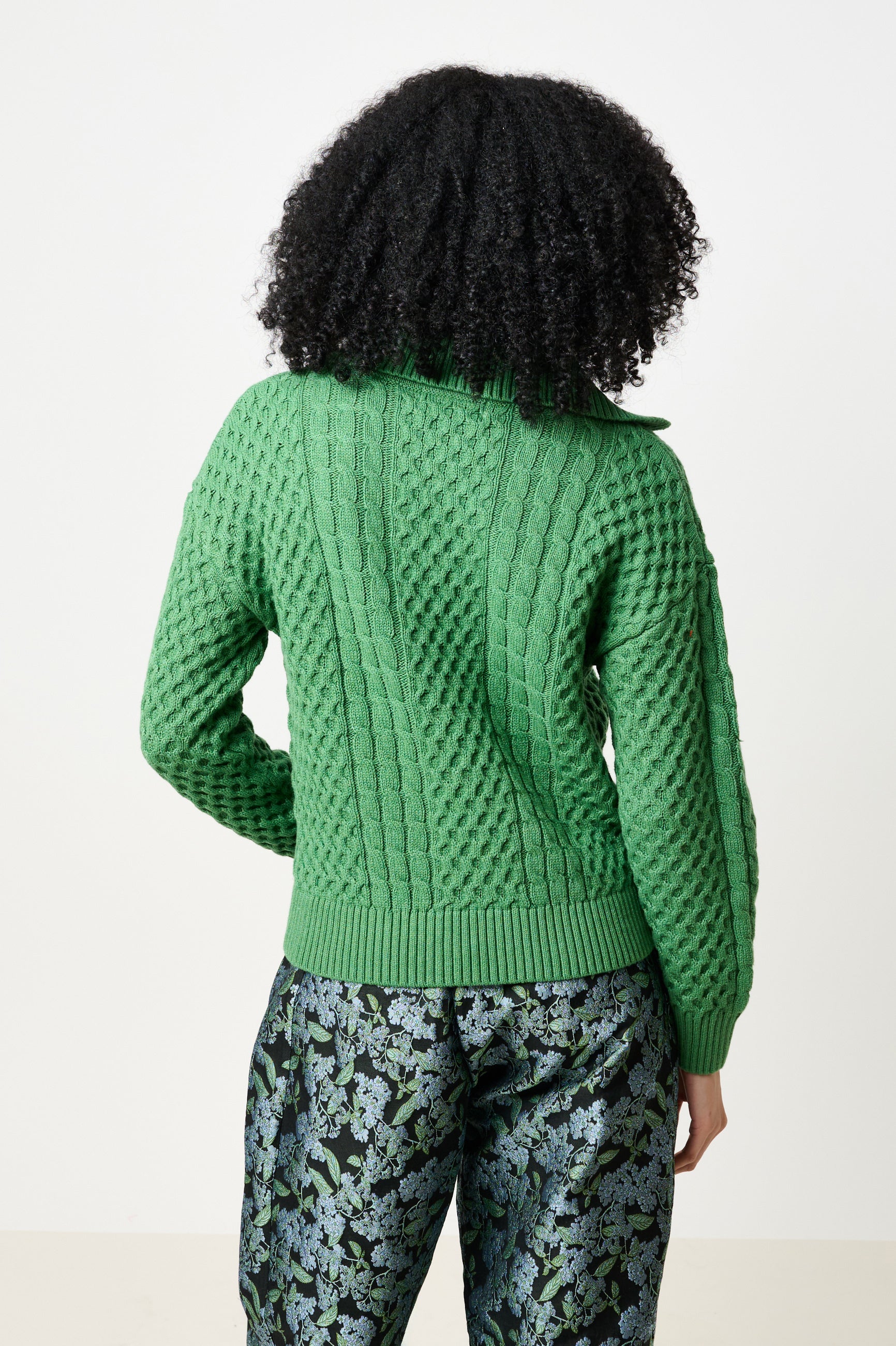 Jamie Cable Collar Jumper - Green