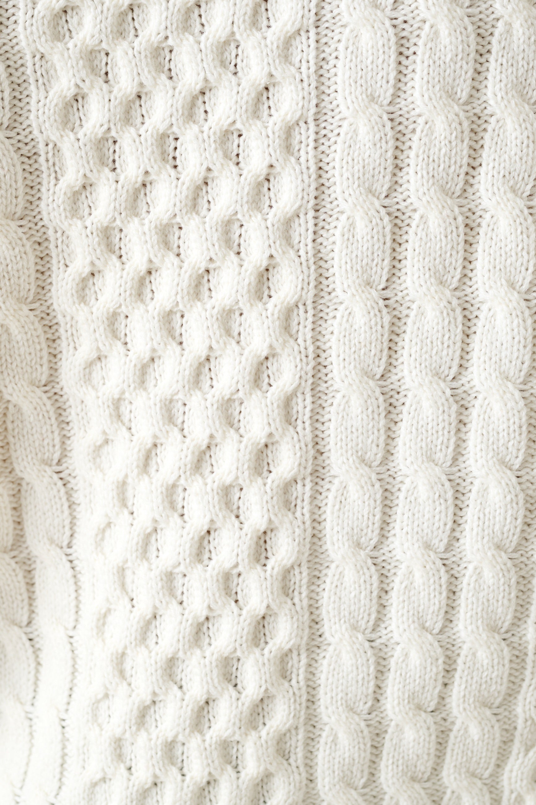 Jamie Cable Collar Jumper - Off White - Styled