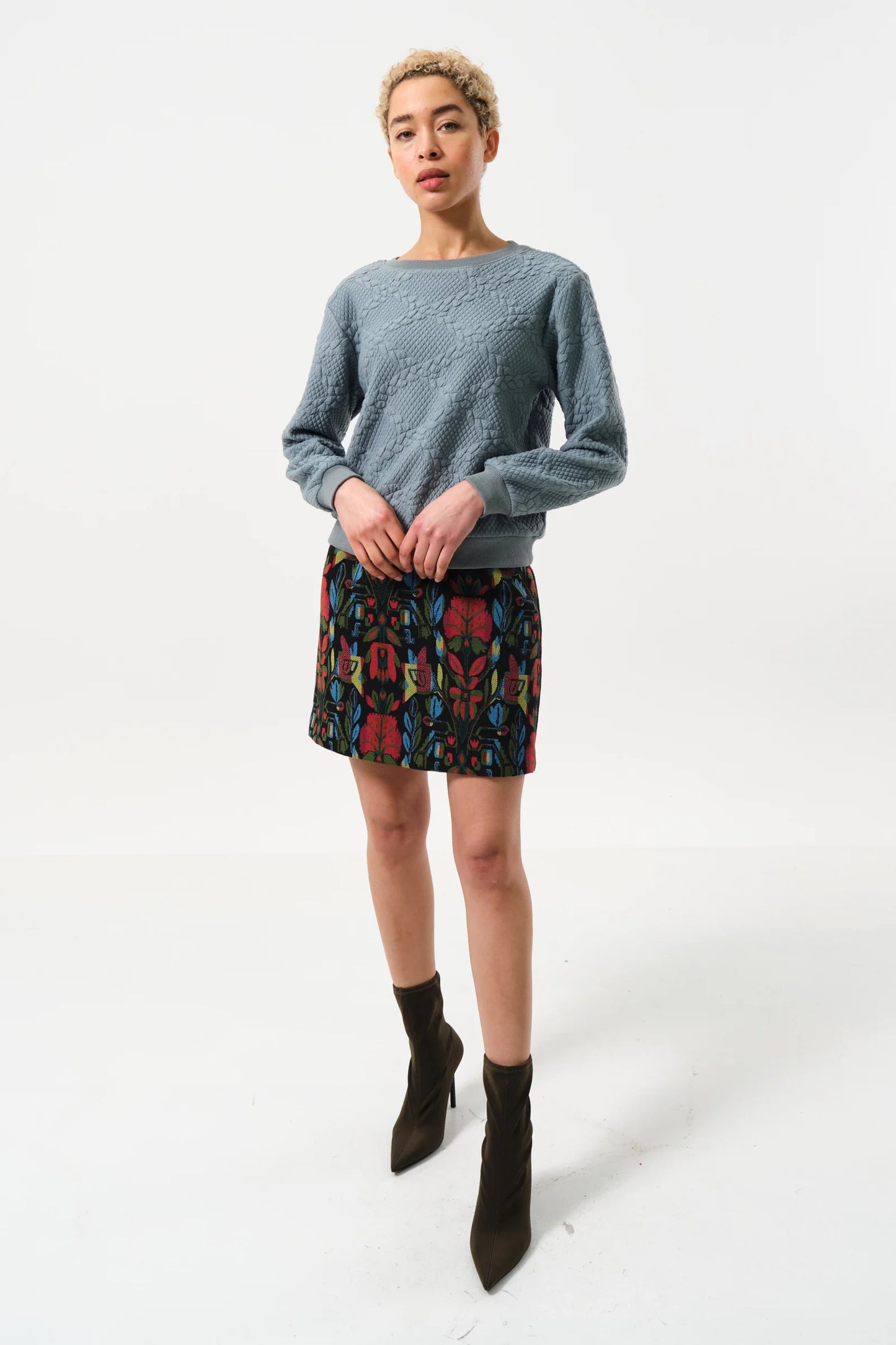 Jan Cable Quilt Sweatshirt - Teal