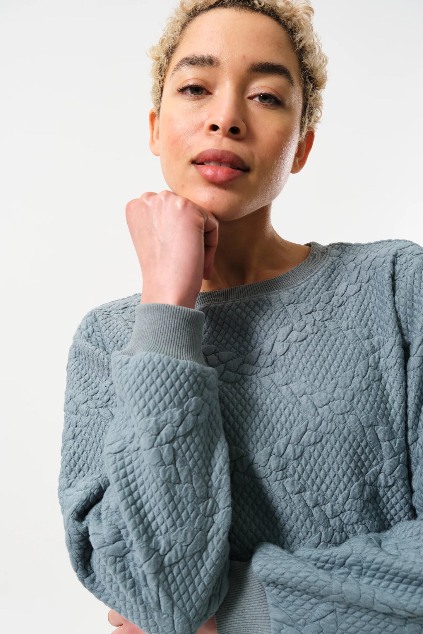 Jan Cable Quilt Sweatshirt - Teal