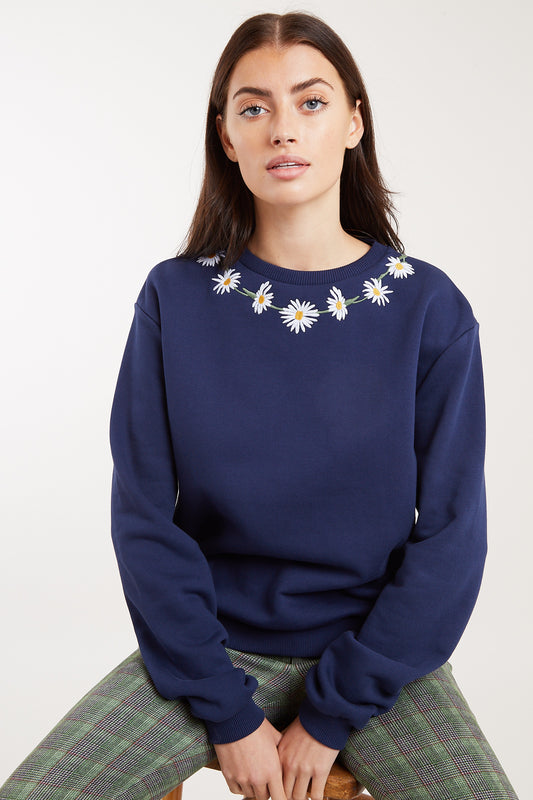Jan Daisy Chain Sweater in Navy