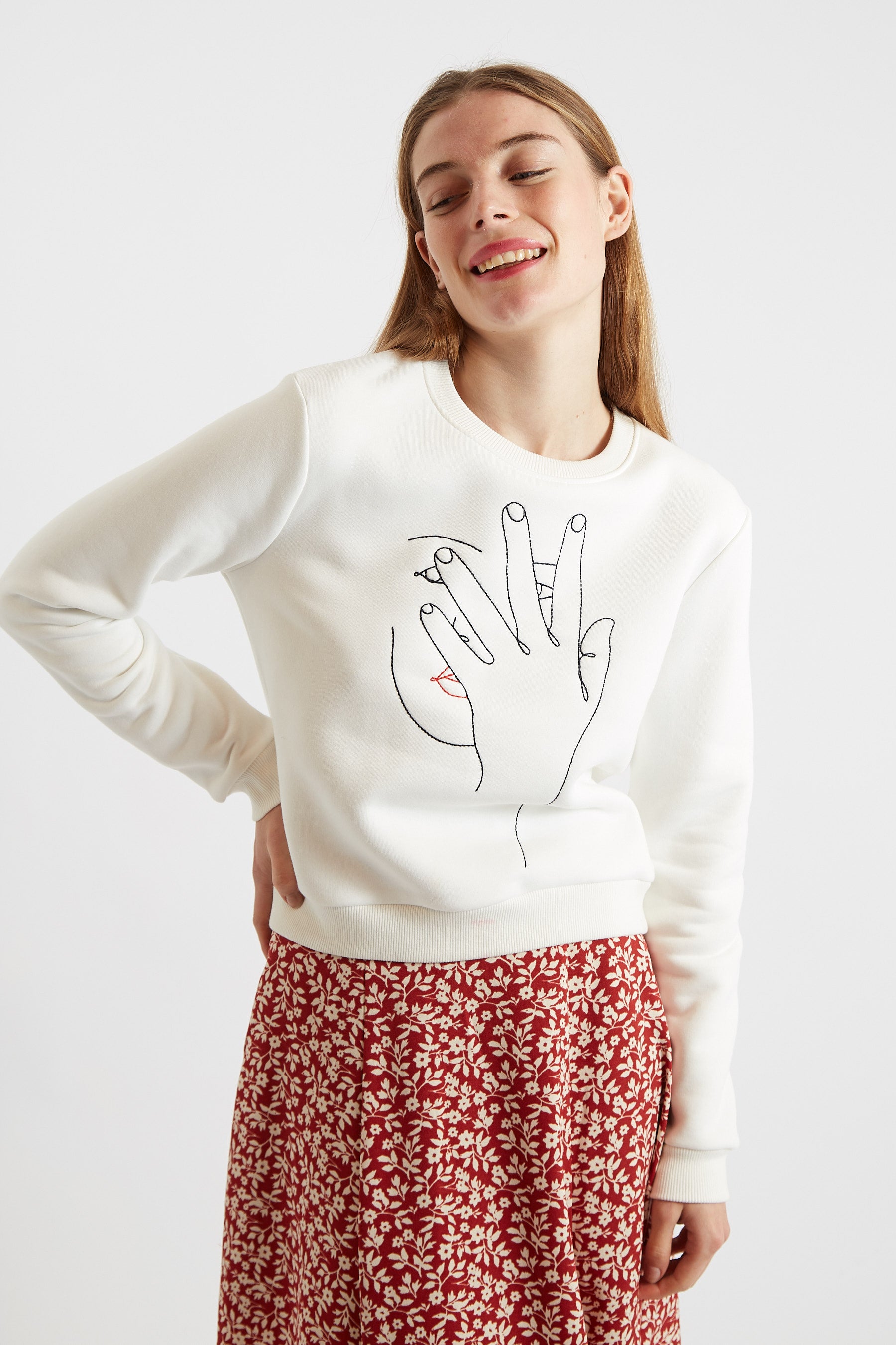 Jan Hand Off Embroidered Sweatshirt - Off White