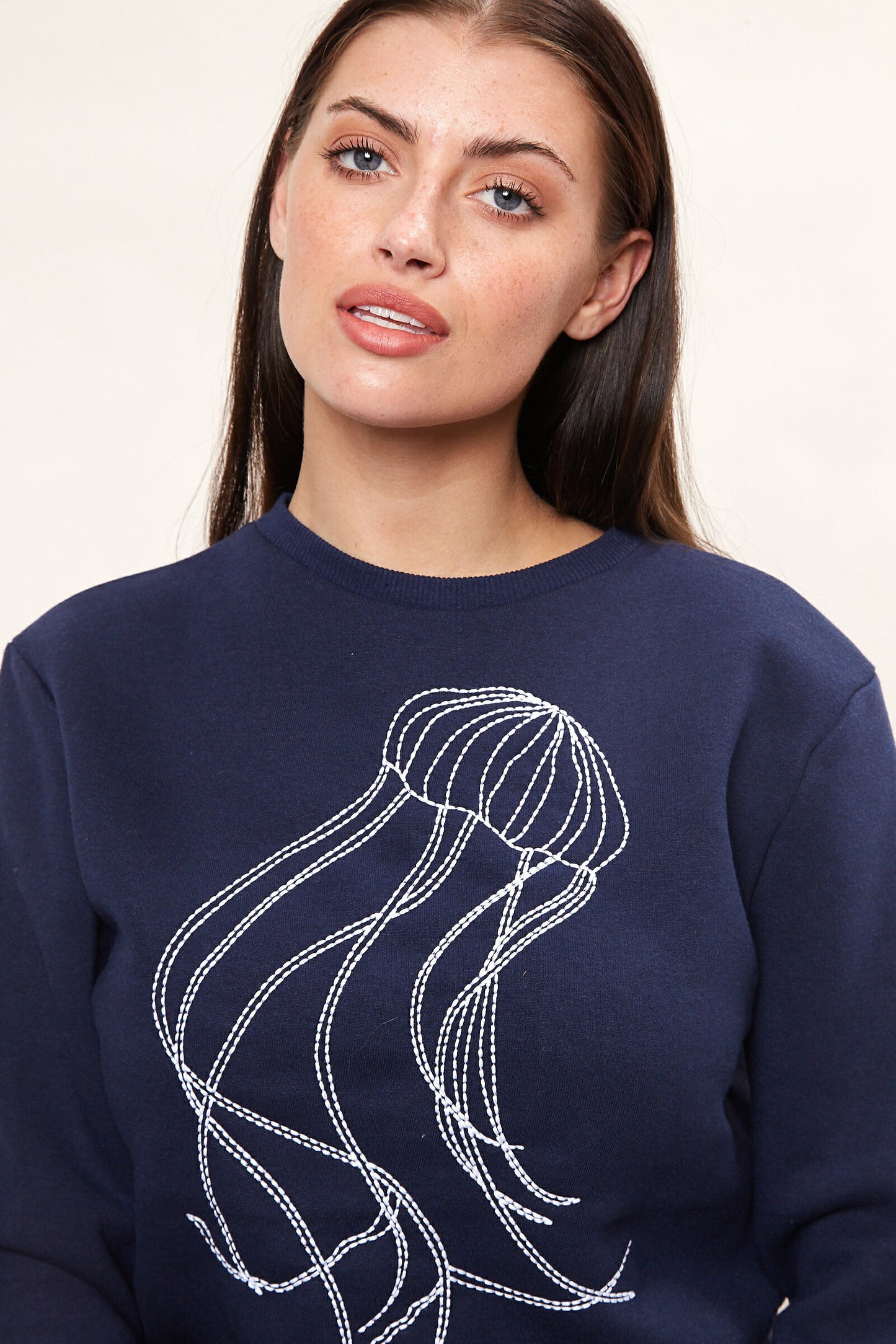 Jan Jellyfish Embroidered Navy Sweatshirt