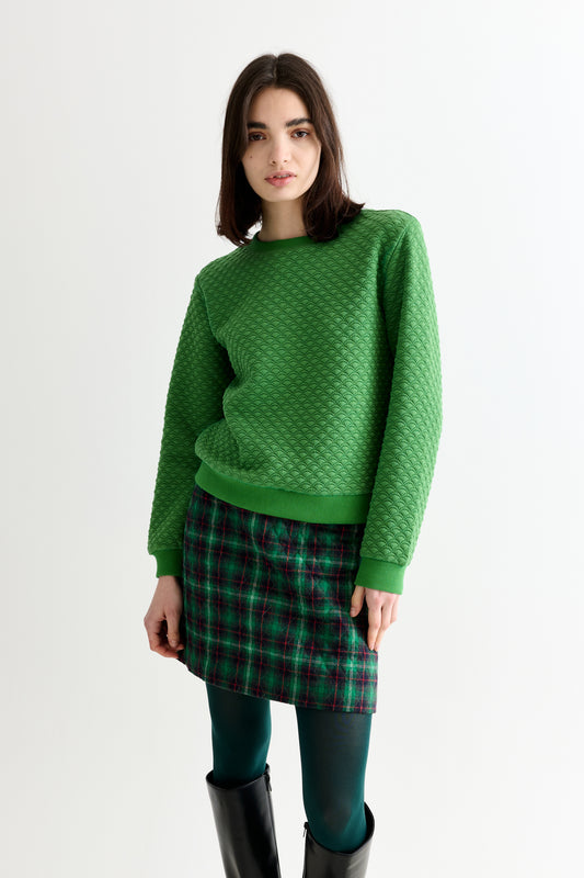 Jan Scallop Quilt Sweatshirt - Green