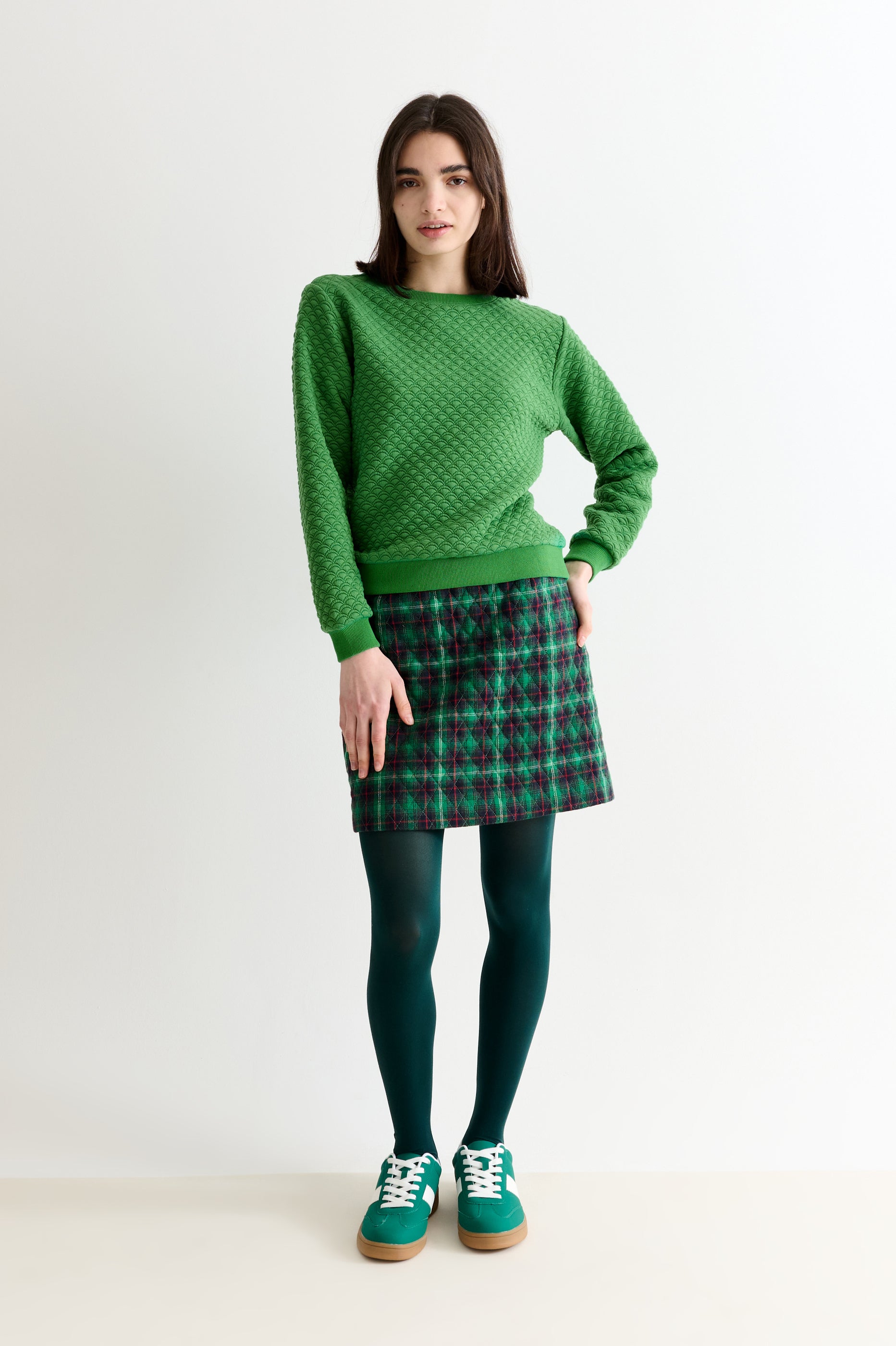 Jan Scallop Quilt Sweatshirt - Green