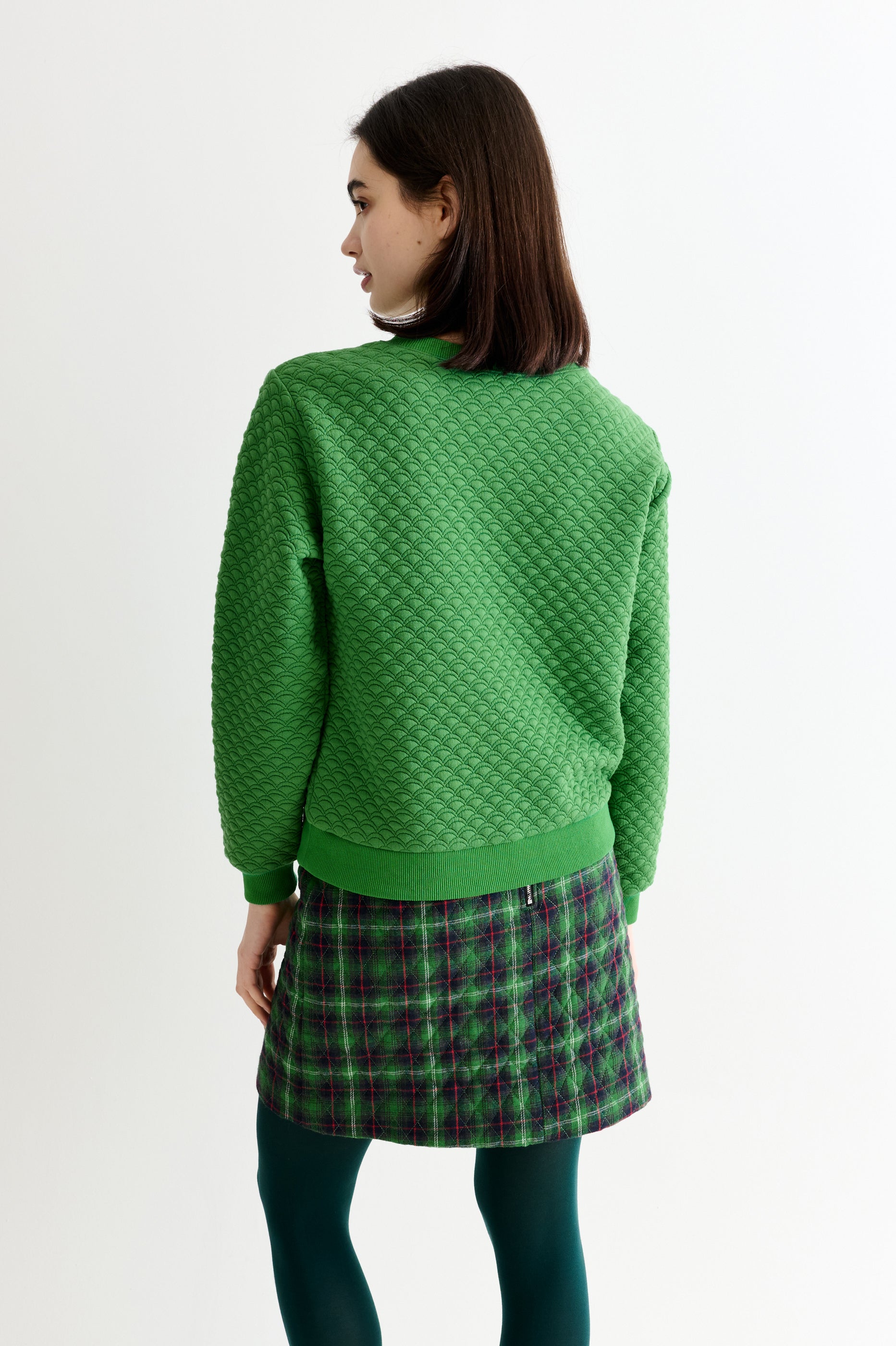 Jan Scallop Quilt Sweatshirt - Green
