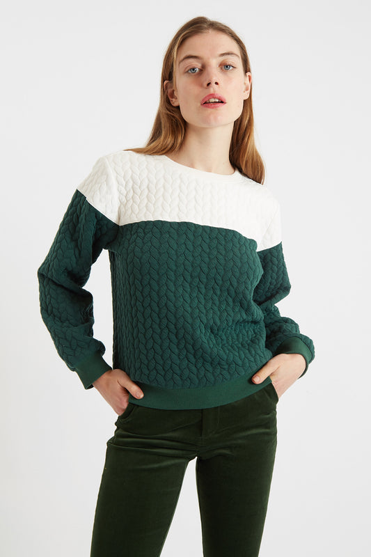 Jan 2 Colour Sweatshirt - Green and White