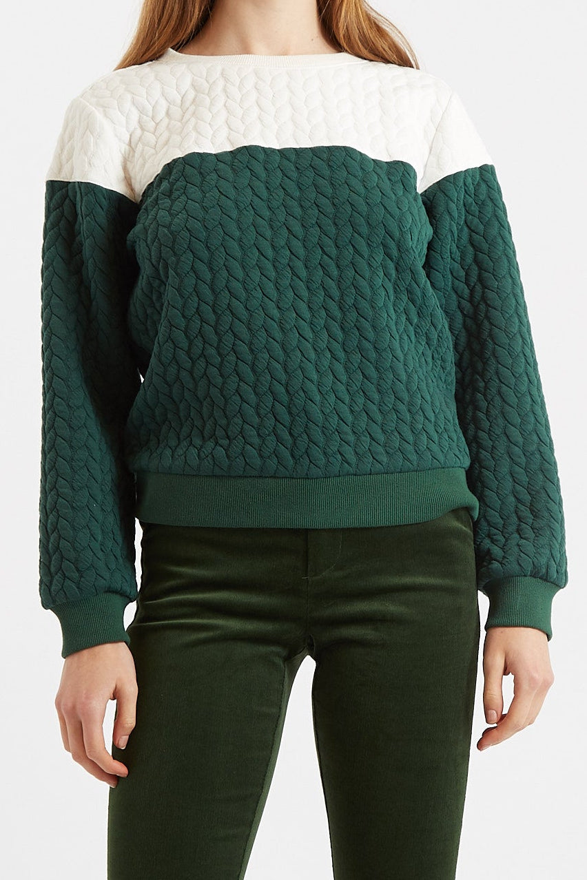 Jan 2 Colour Sweatshirt - Green and White