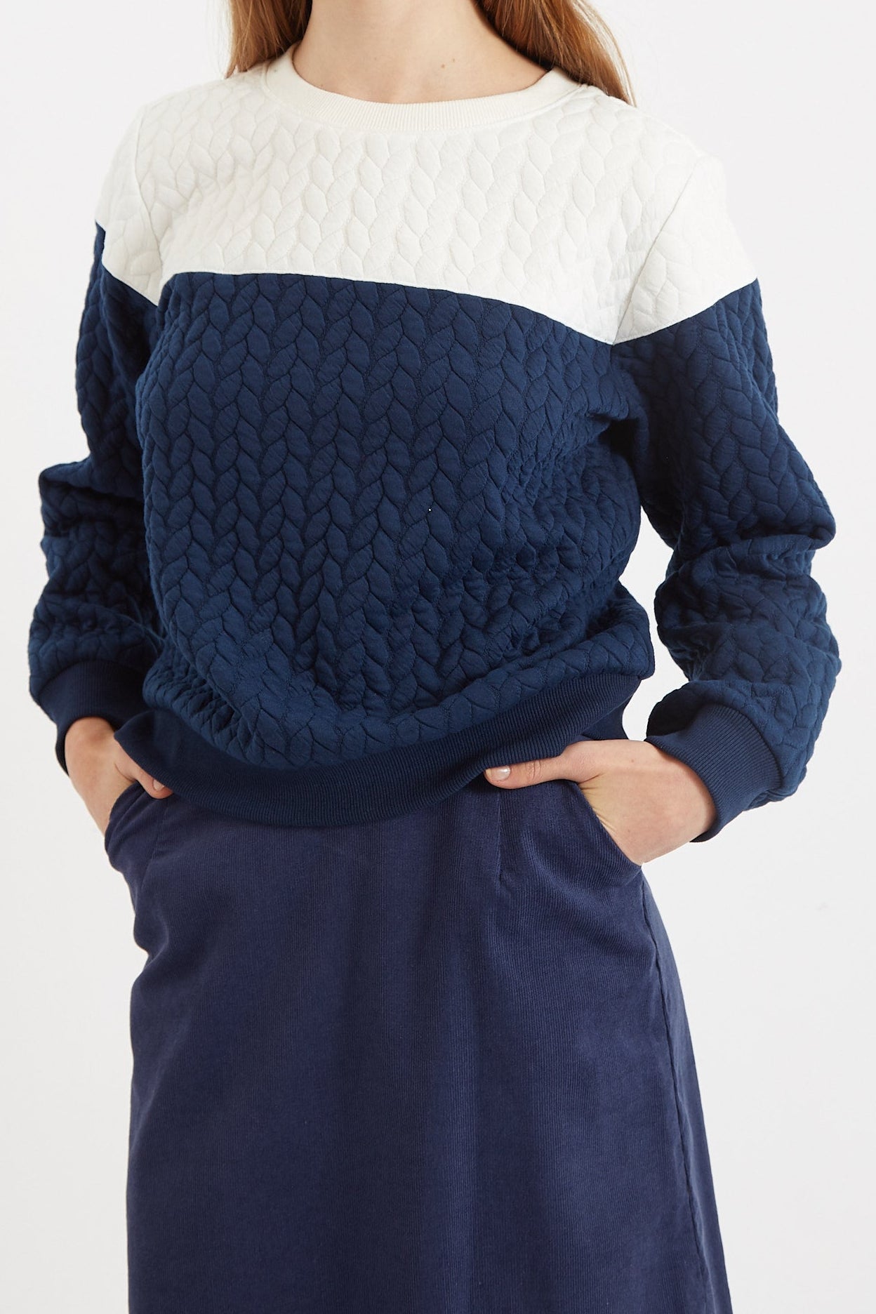 Jan 2 Colour Sweatshirt  - Navy and White