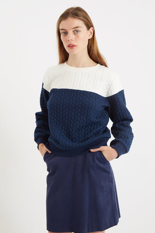 Jan 2 Colour Sweatshirt  - Navy and White