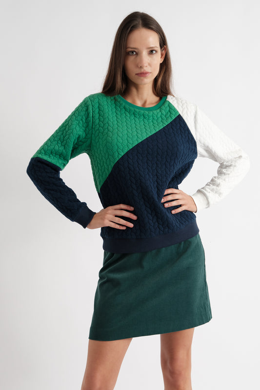 Jan Mix Match Sweatshirt in Navy and Green