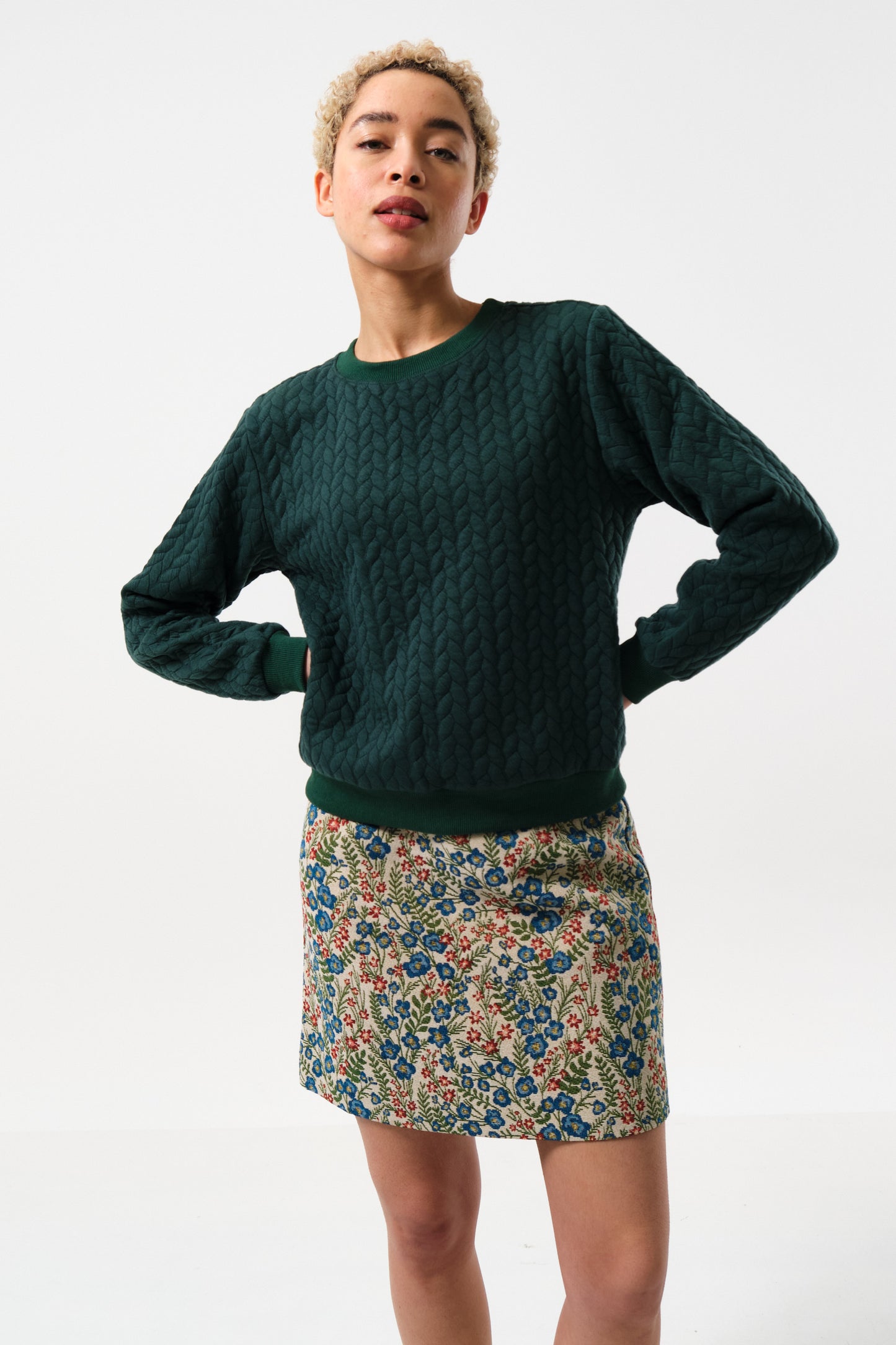 Jan Plait Quilt Sweatshirt - Forest Green