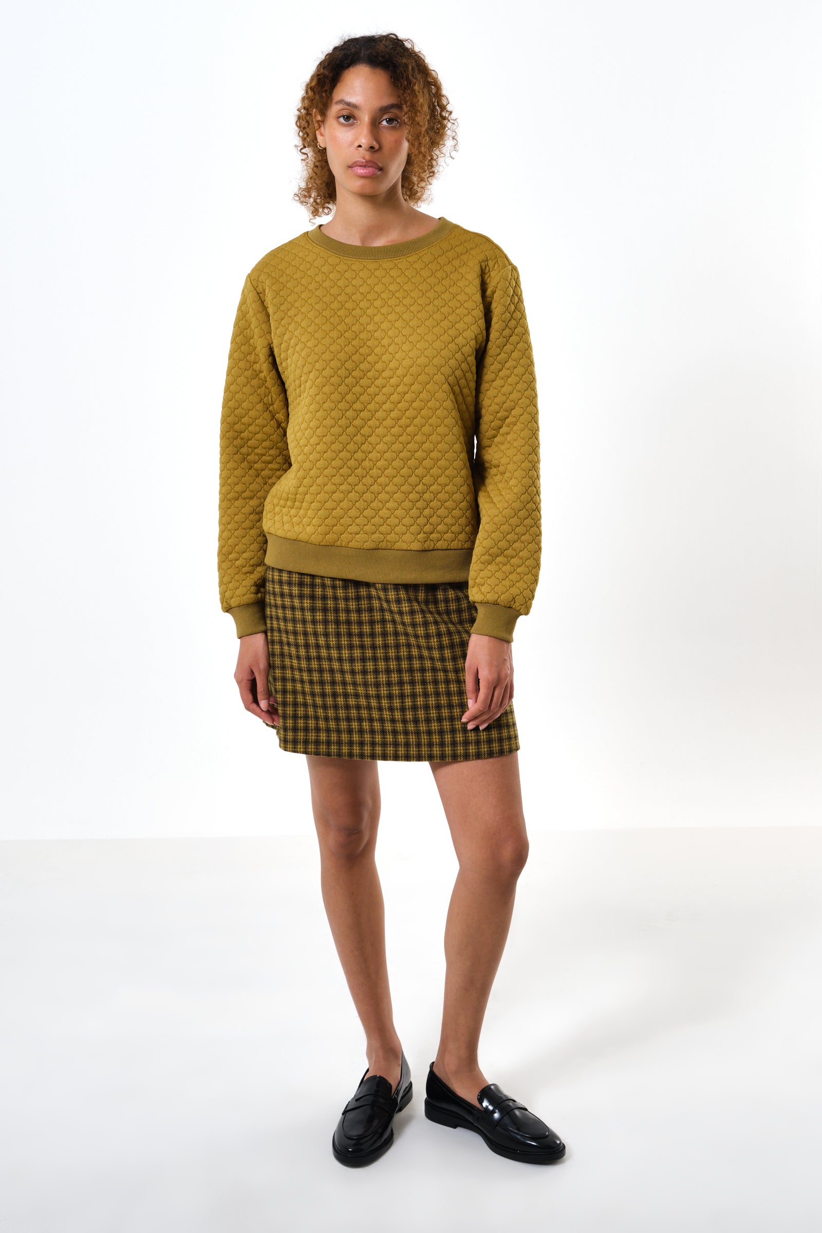 Jan Tile Quilted Sweatshirt - Dark Mustard - Detail 2