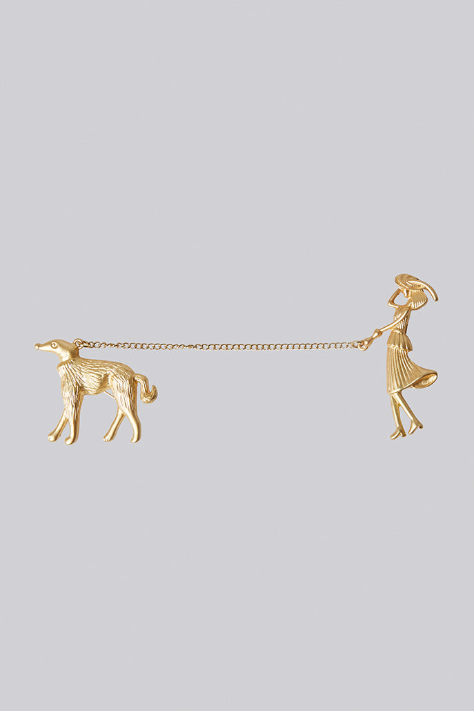 Javan Afghan Hound and Lady Gold Brooch