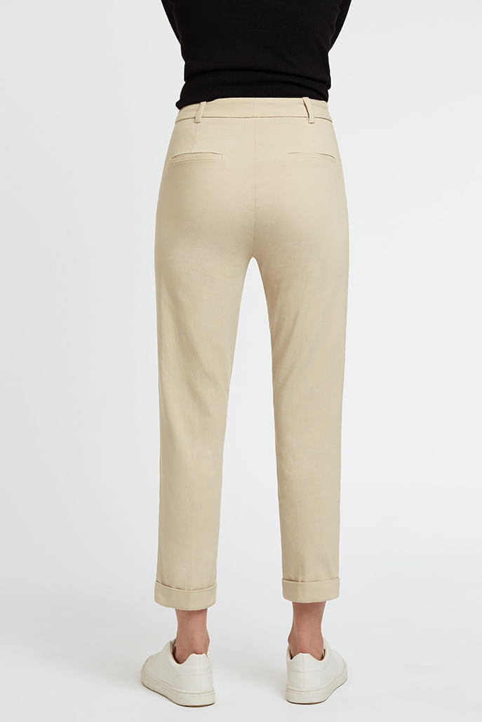 Louche Jaylo Slim Fit Cropped Trouser - Beige