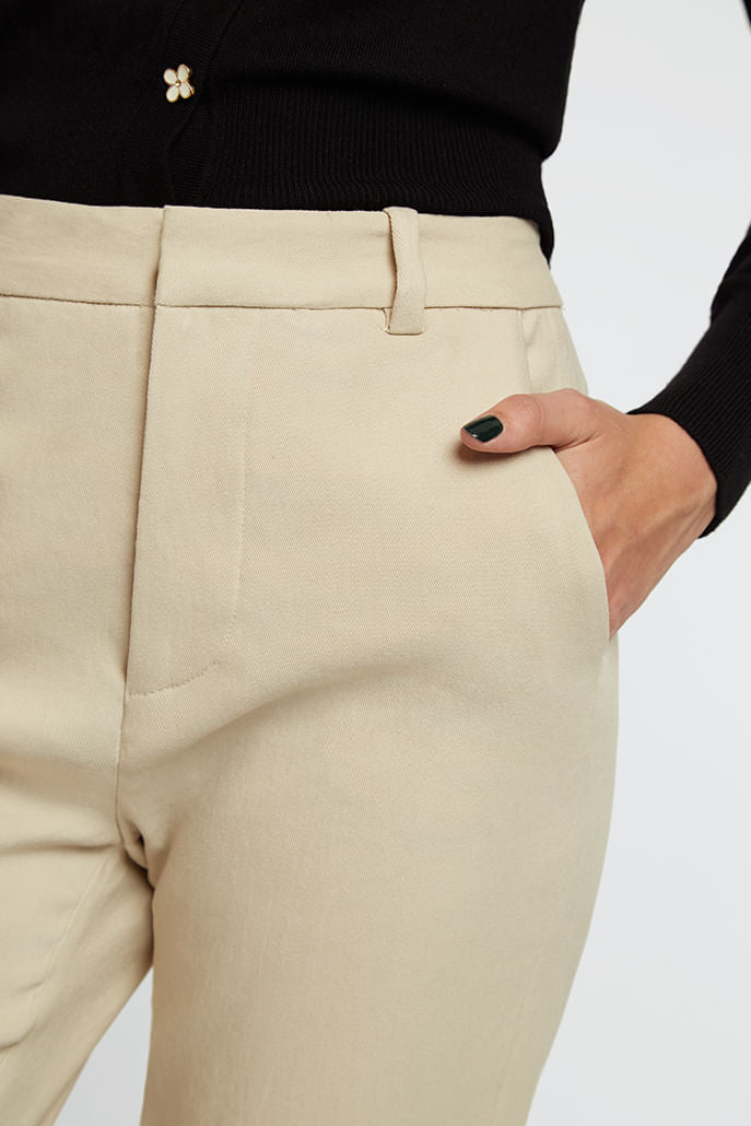 Louche Jaylo Slim Fit Cropped Trouser - Beige