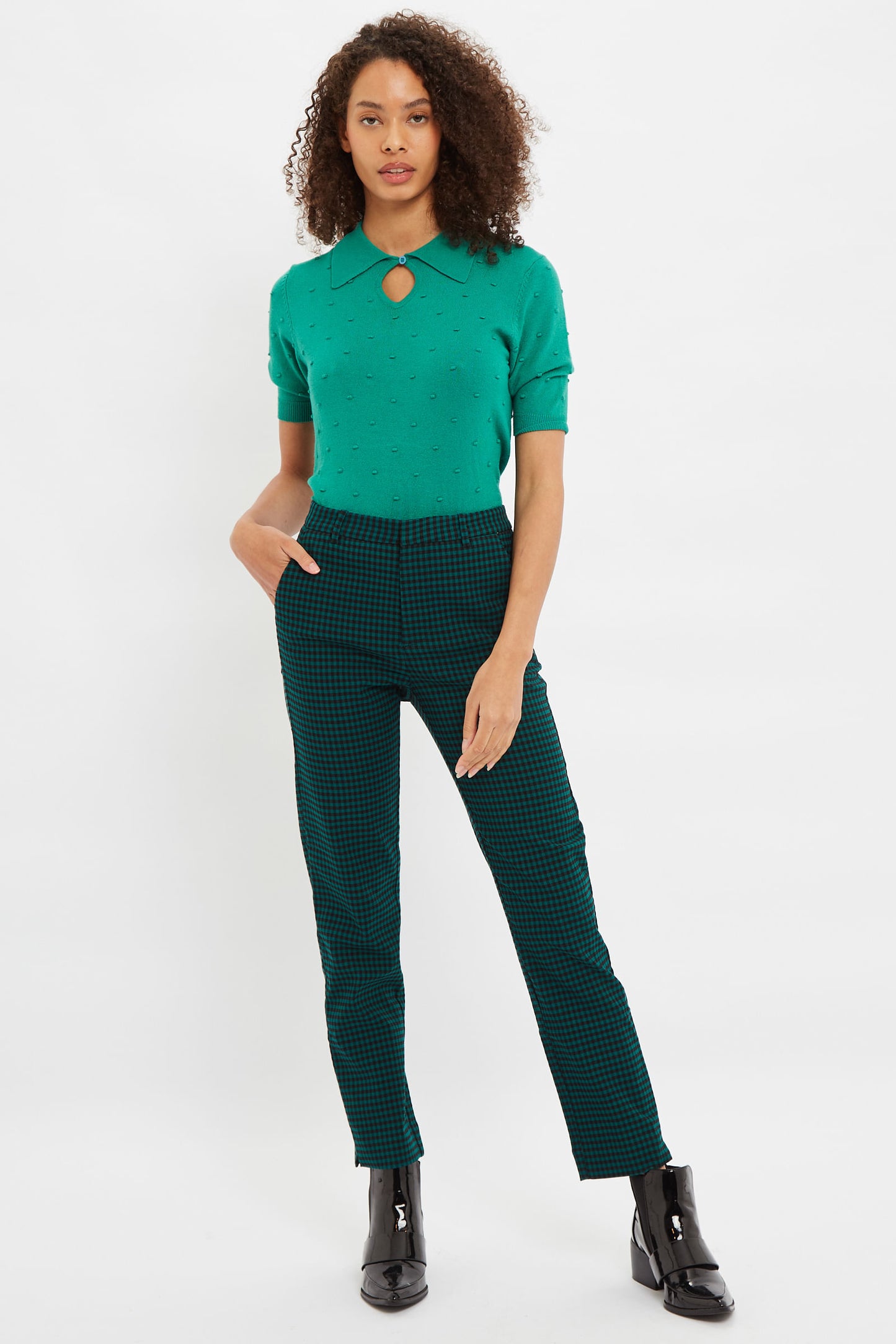 Louche Joele Golf Gingham Slim Ankle Length Trouser
