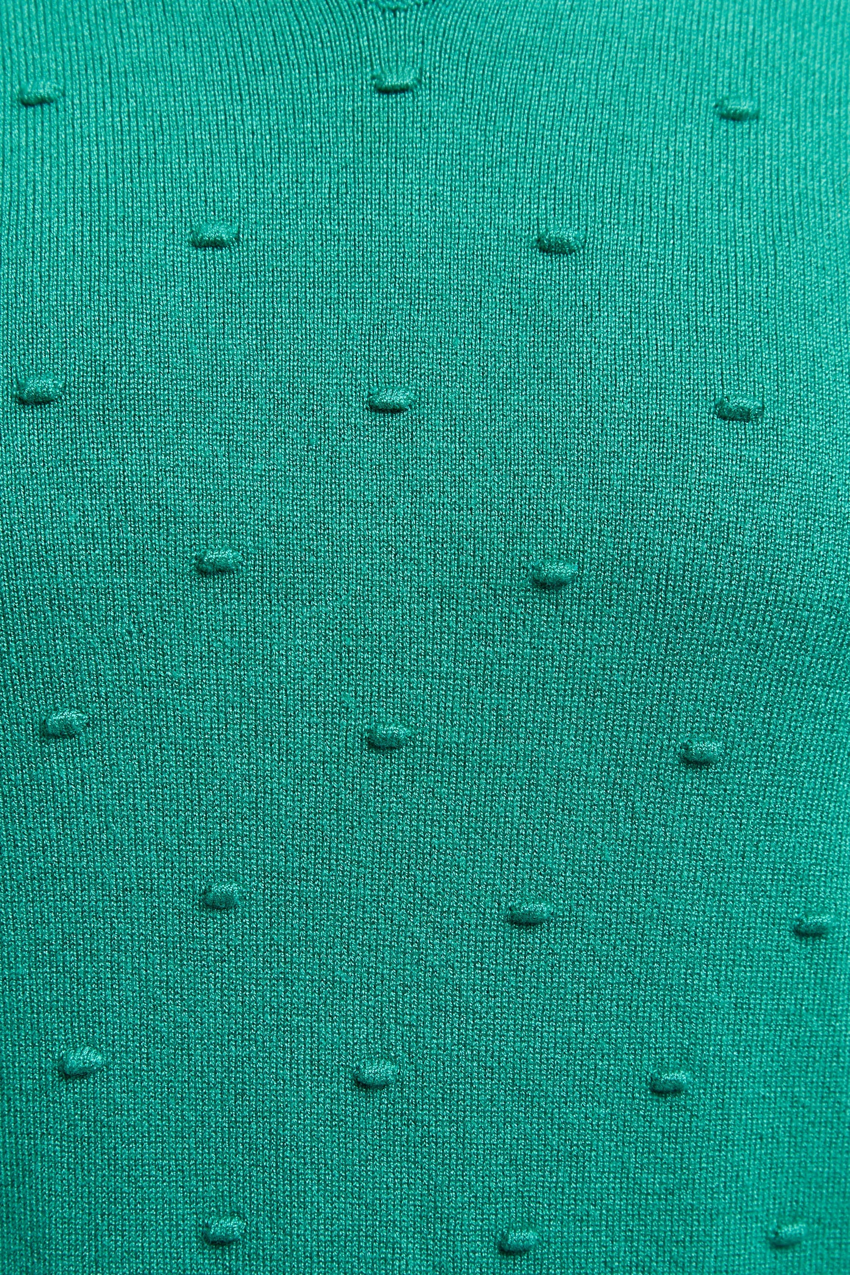 Josephina Raindrops Textured Short Sleeve Collared Sweater Green - Styled
