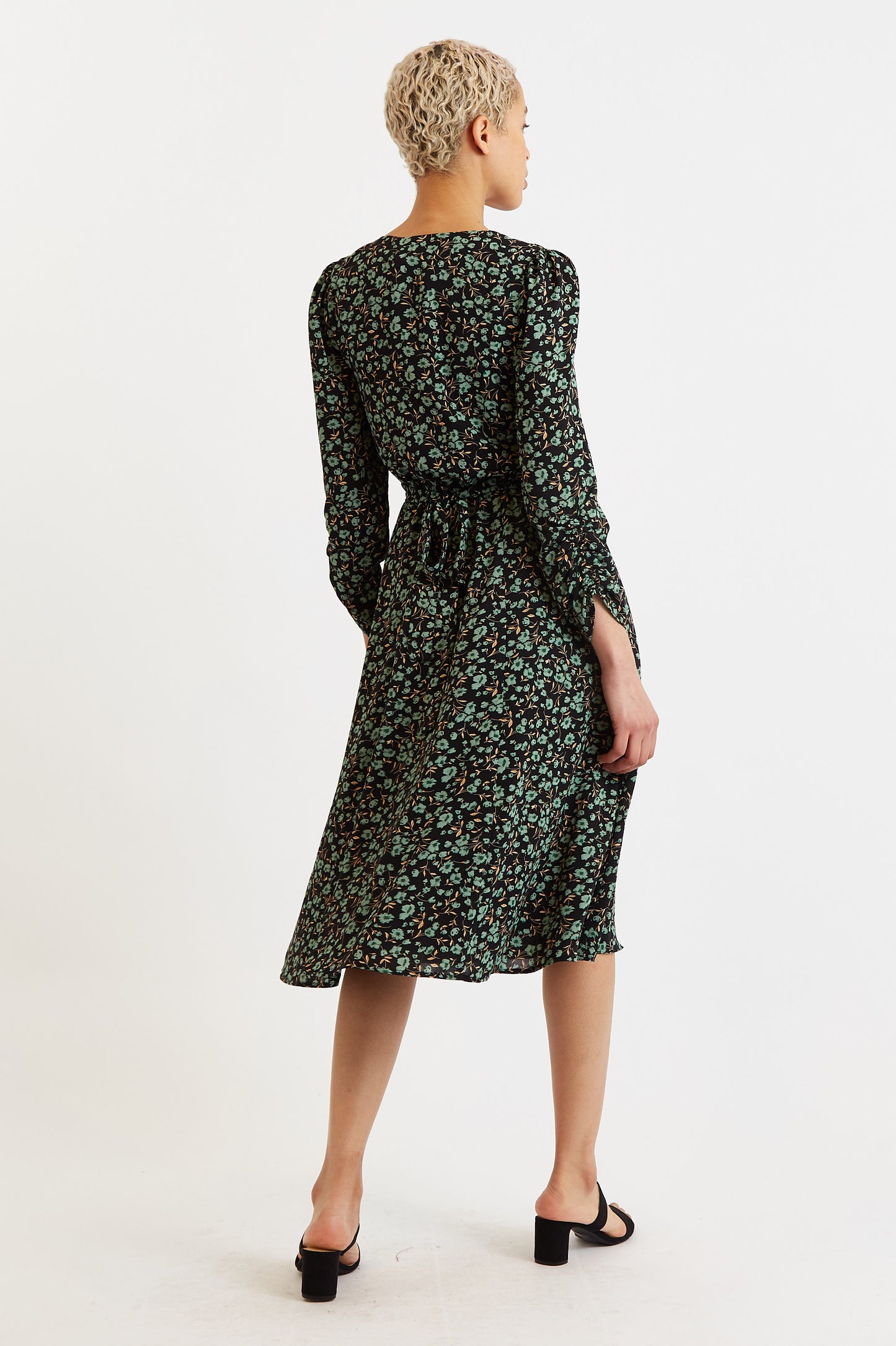 Kathlyn Fleur Vert Print Long Sleeve Midi Dress