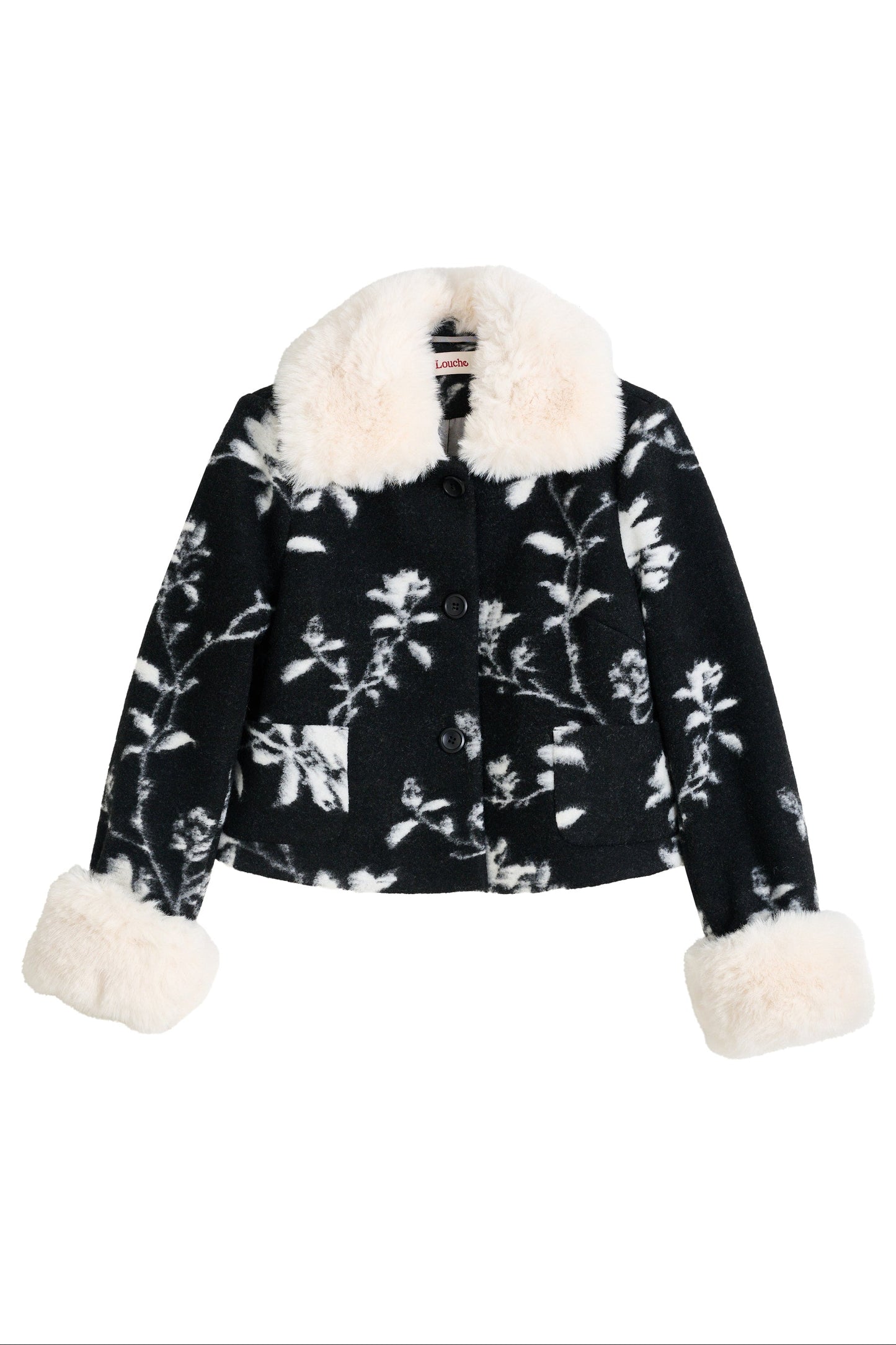 Kent Power Bloom Fur Collar And Cuff Jacket - Black & White