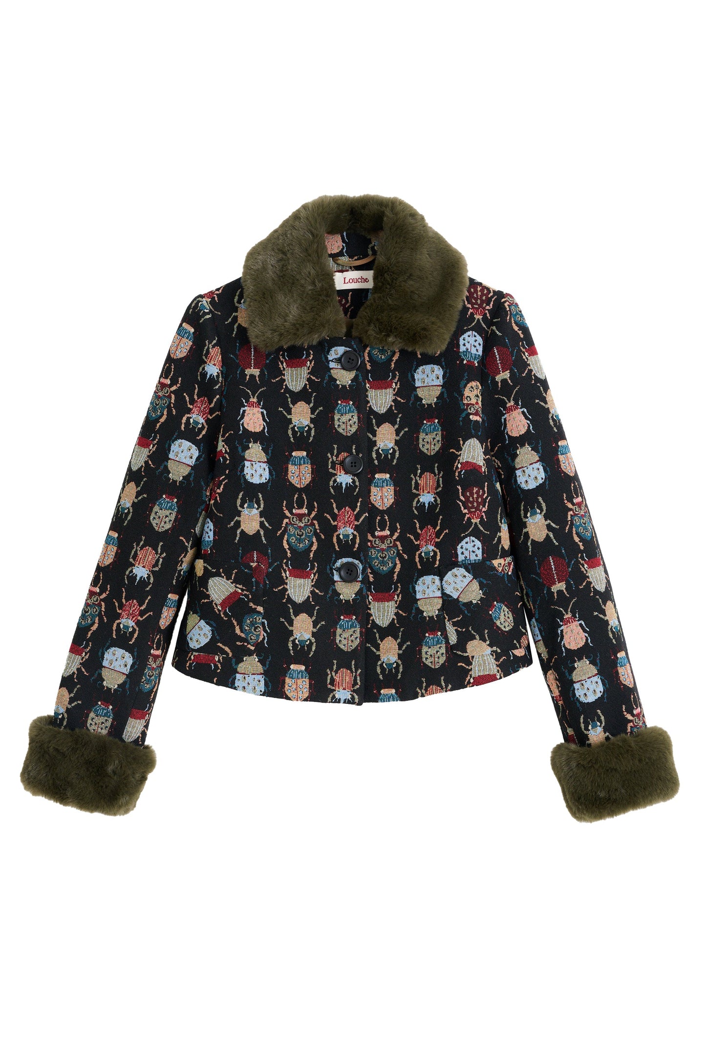 Kent Beetlejuice Jacquard Fur Trim Cropped Jacket