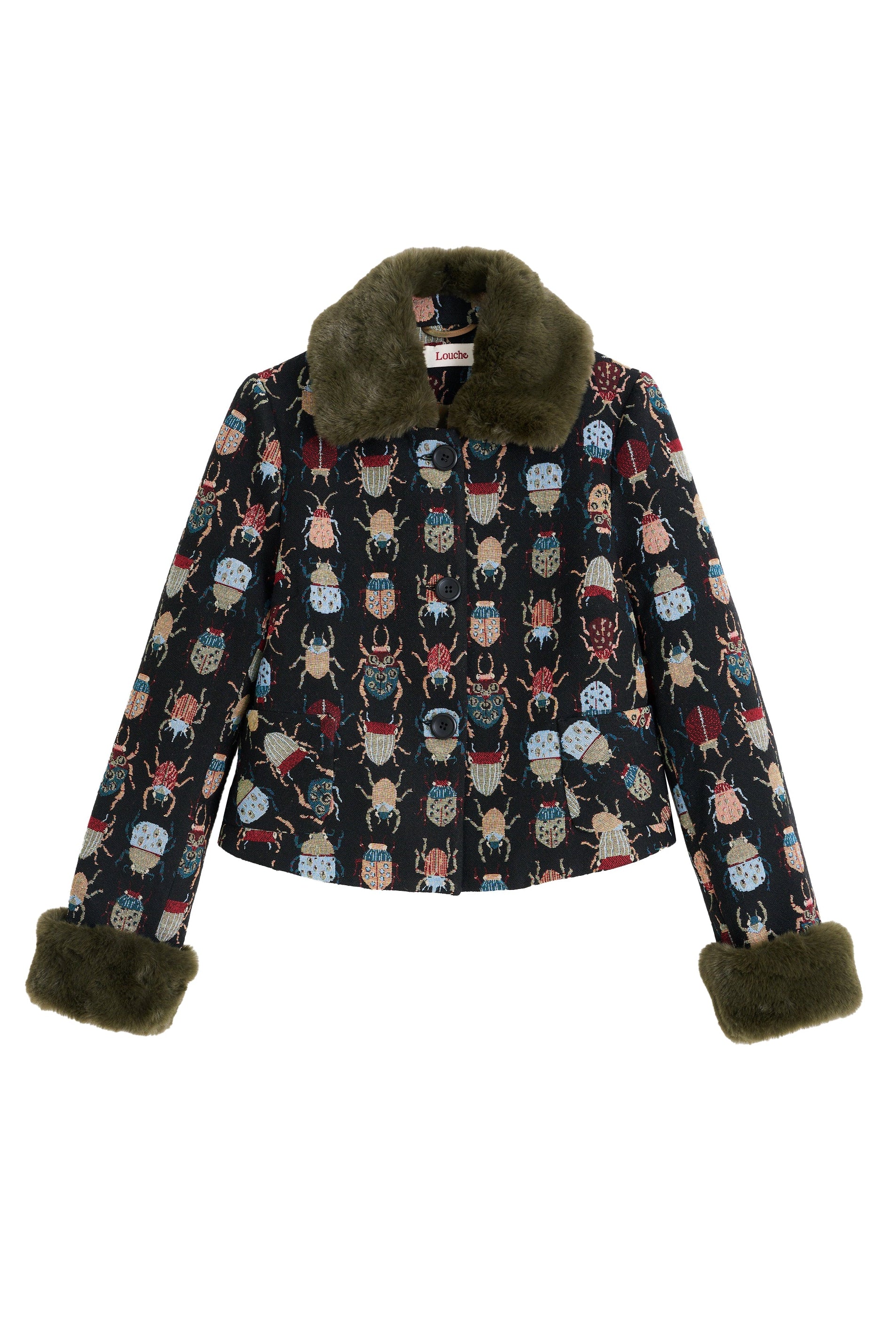 Kent Beetlejuice Jacquard Fur Trim Cropped Jacket - Styled