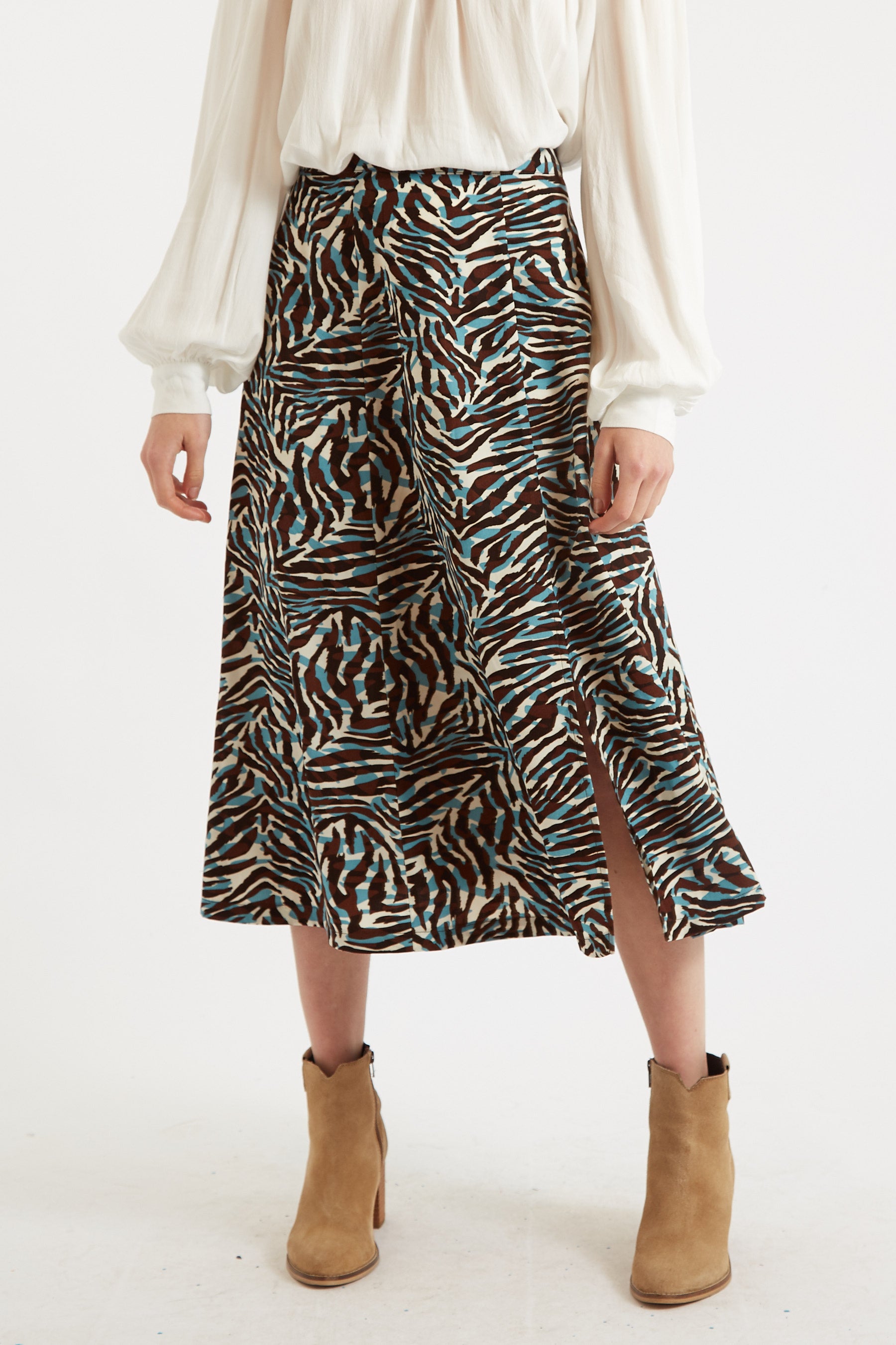 Kiyo Roar Print Midi Skirt