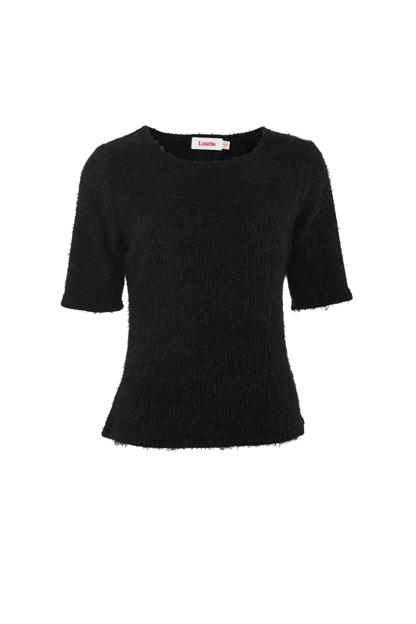 Laureen Eyelash Rib Short Sleeve Jumper - Black
