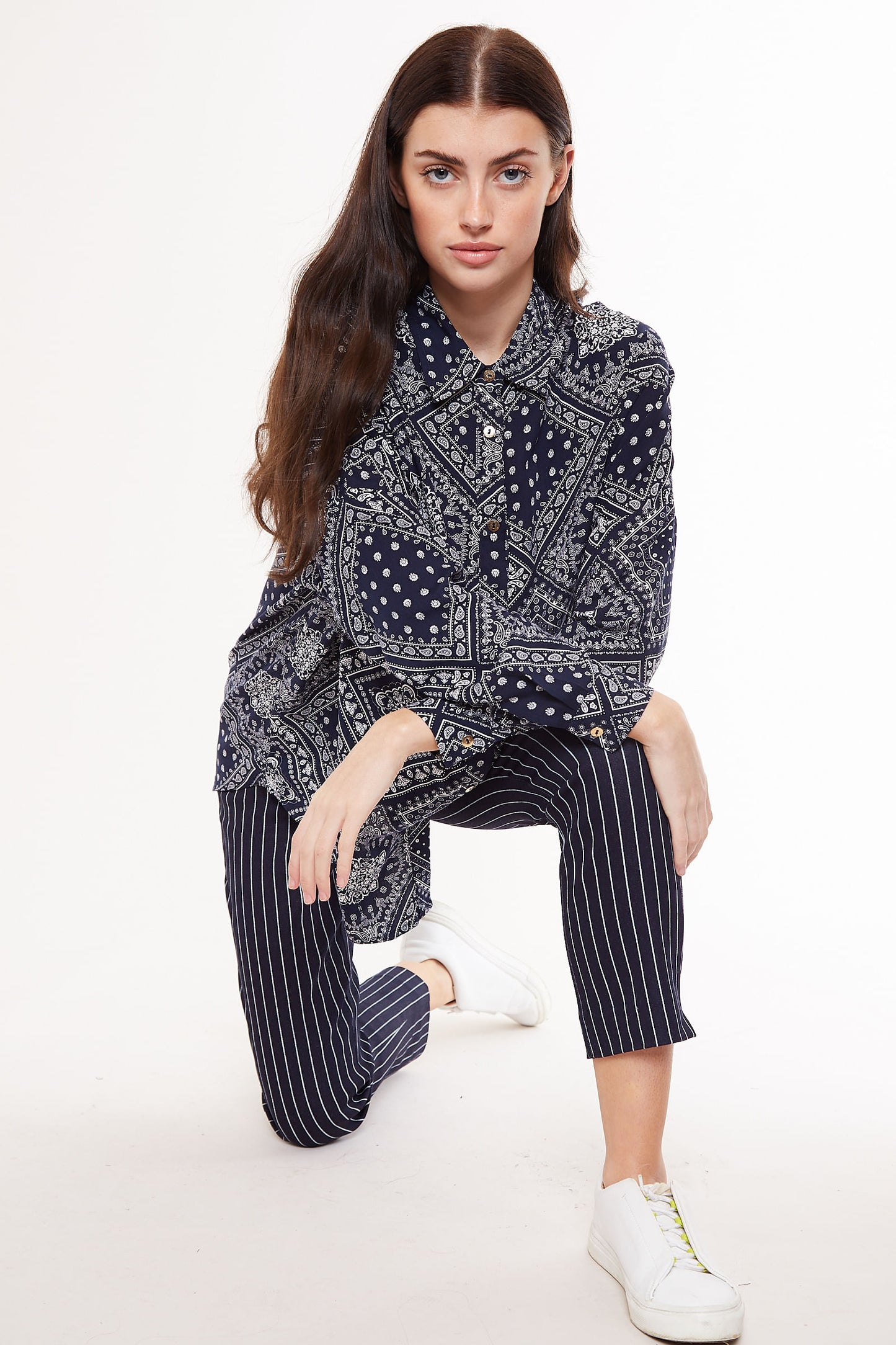 Louche Layla Bandana Print Oversized Long Sleeve Shirt