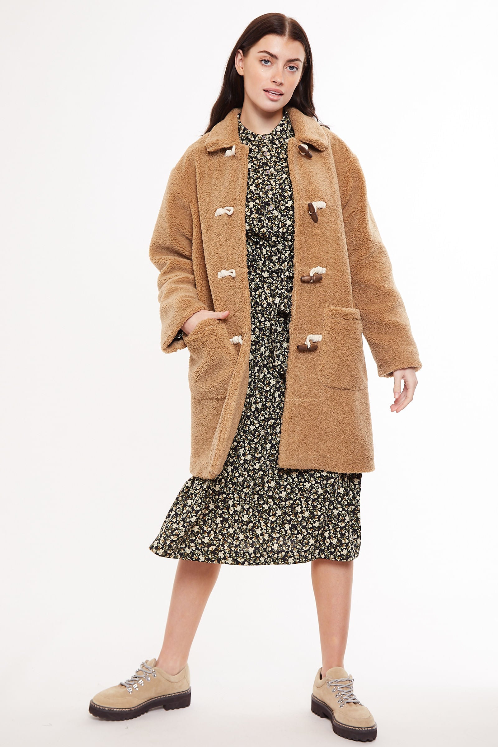 Leonie Winter Garden Print Long Sleeved Midi Shirt Dress - Detail 3