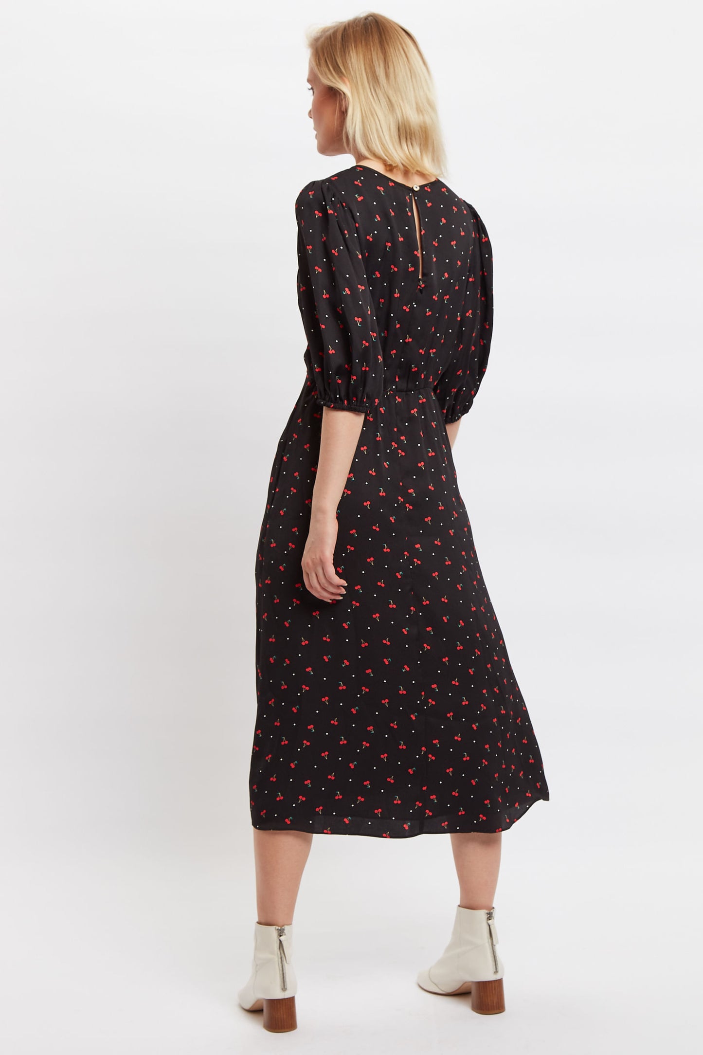 Louche Leonore Cherry Pie Print Square Neck Midi Dress