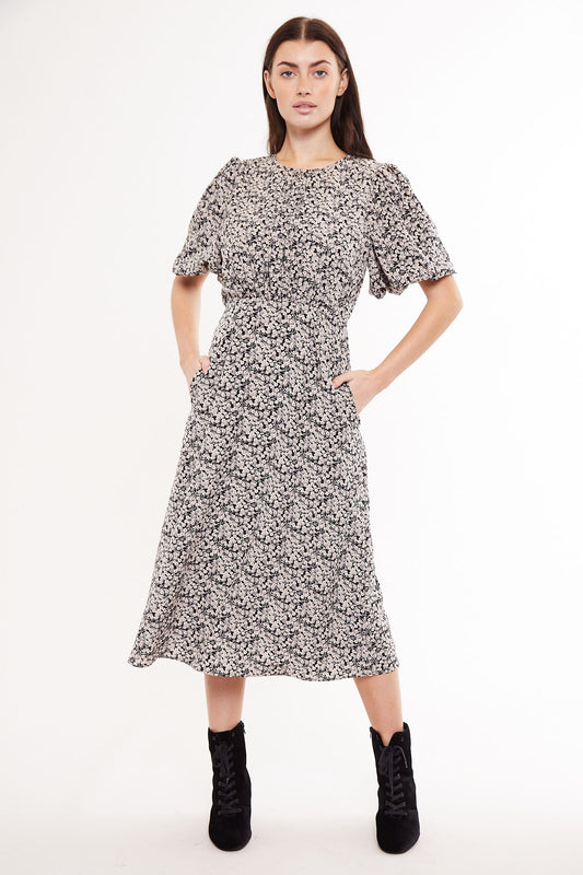 Louche Leonore Ramble Print Balloon Sleeve Midi Dress