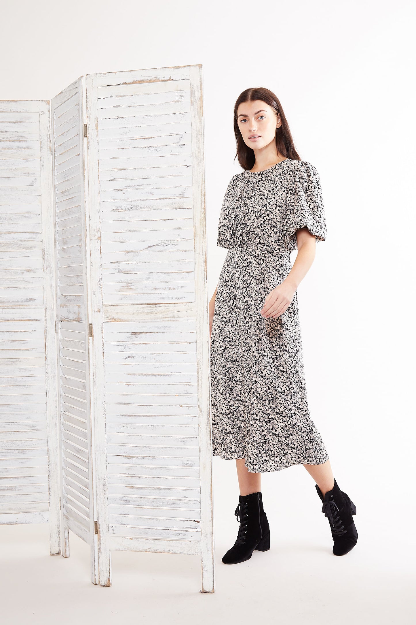 Louche Leonore Ramble Print Balloon Sleeve Midi Dress