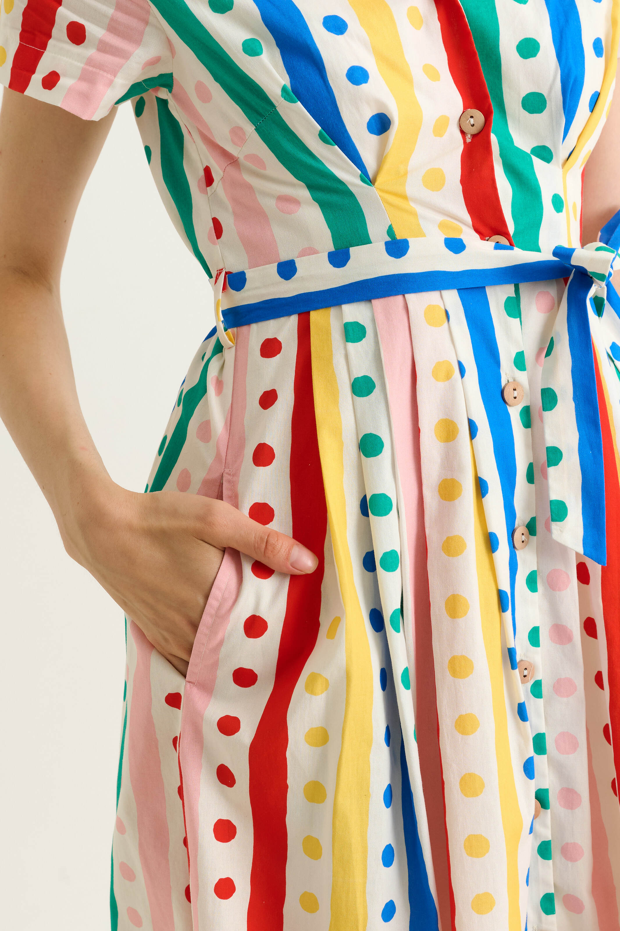 Lily Spots And Stripes Midi Shirtdress