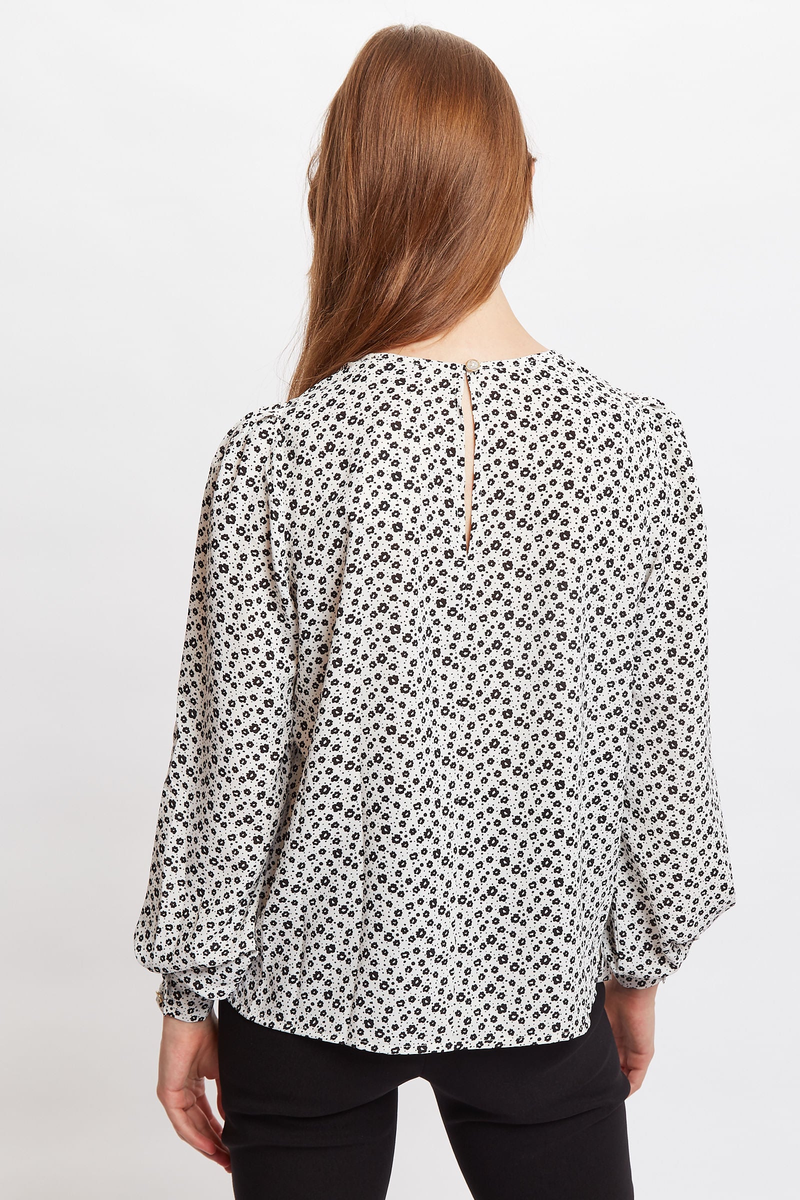 Lima Flower Spot Print Long Sleeve Blouse