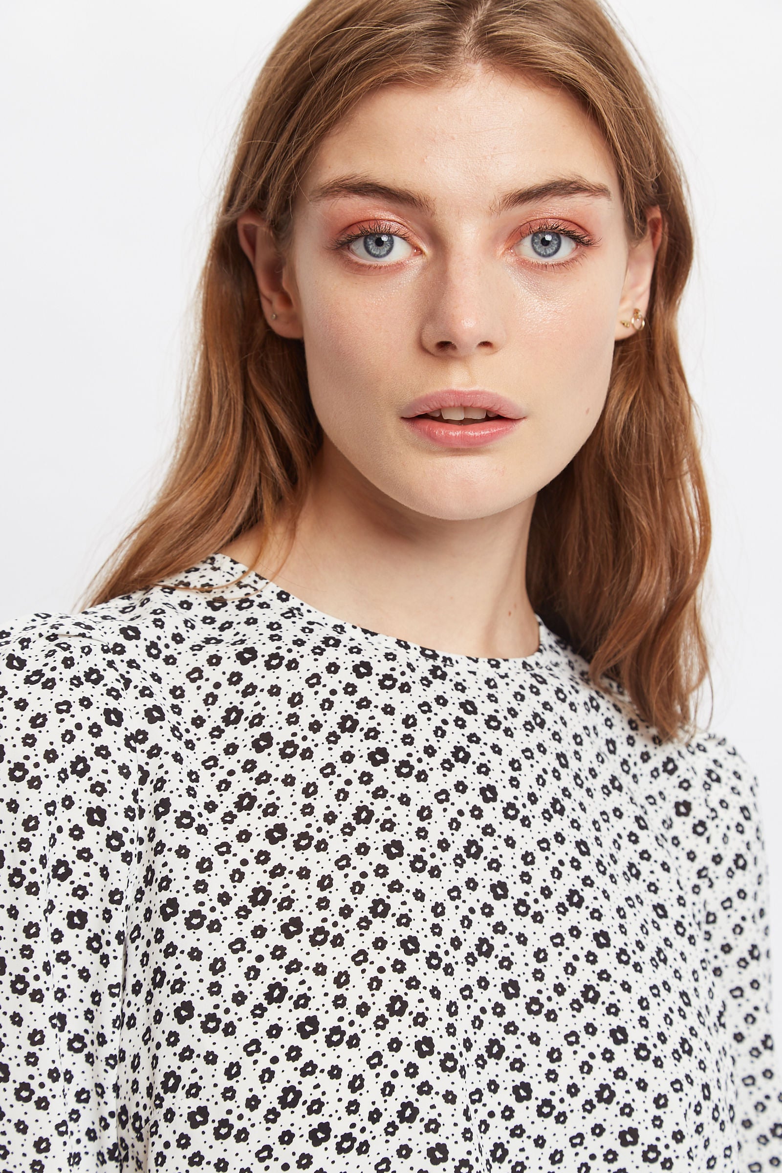 Lima Flower Spot Print Long Sleeve Blouse