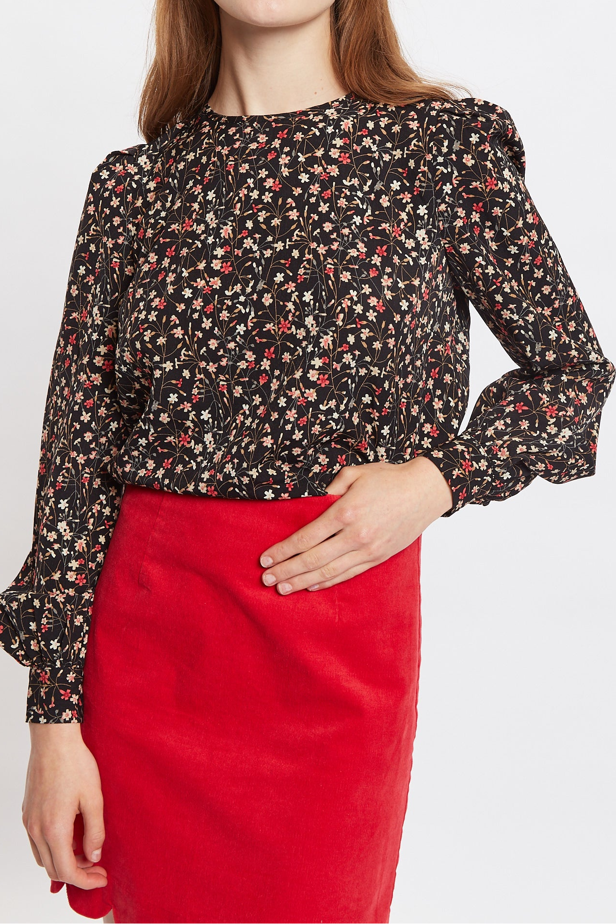 Lima Wax Flower Print Long Sleeve Blouse