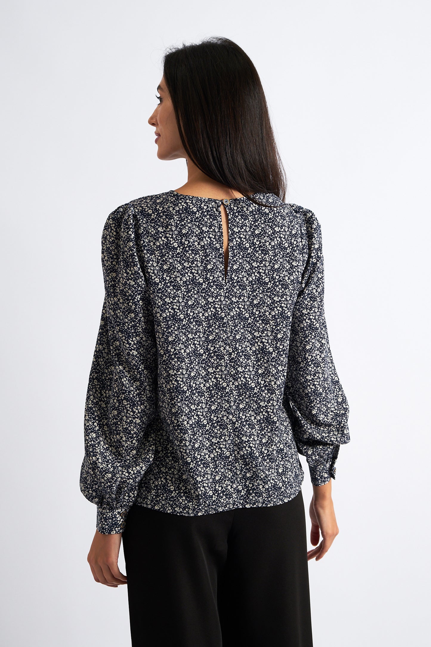 Lima Micro Flower Blouse Navy